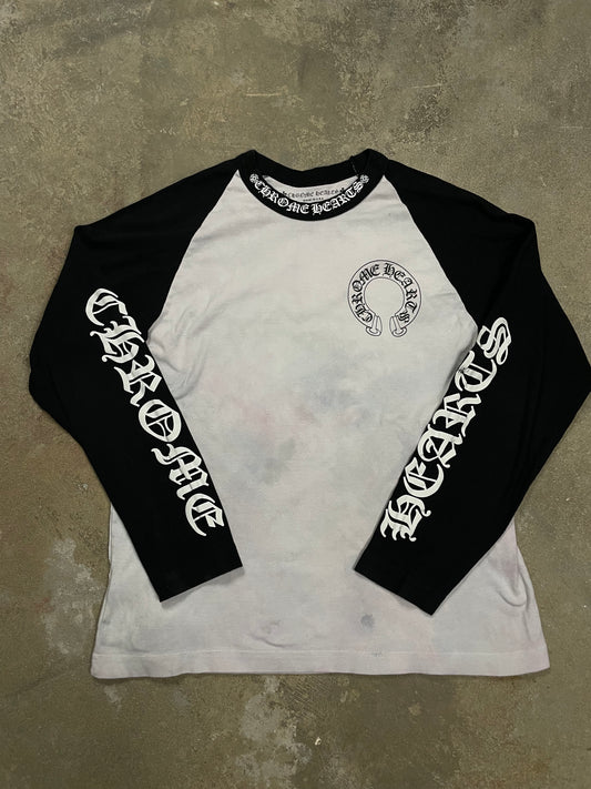 Chrome Hearts L/S Baseball White Black Used XL