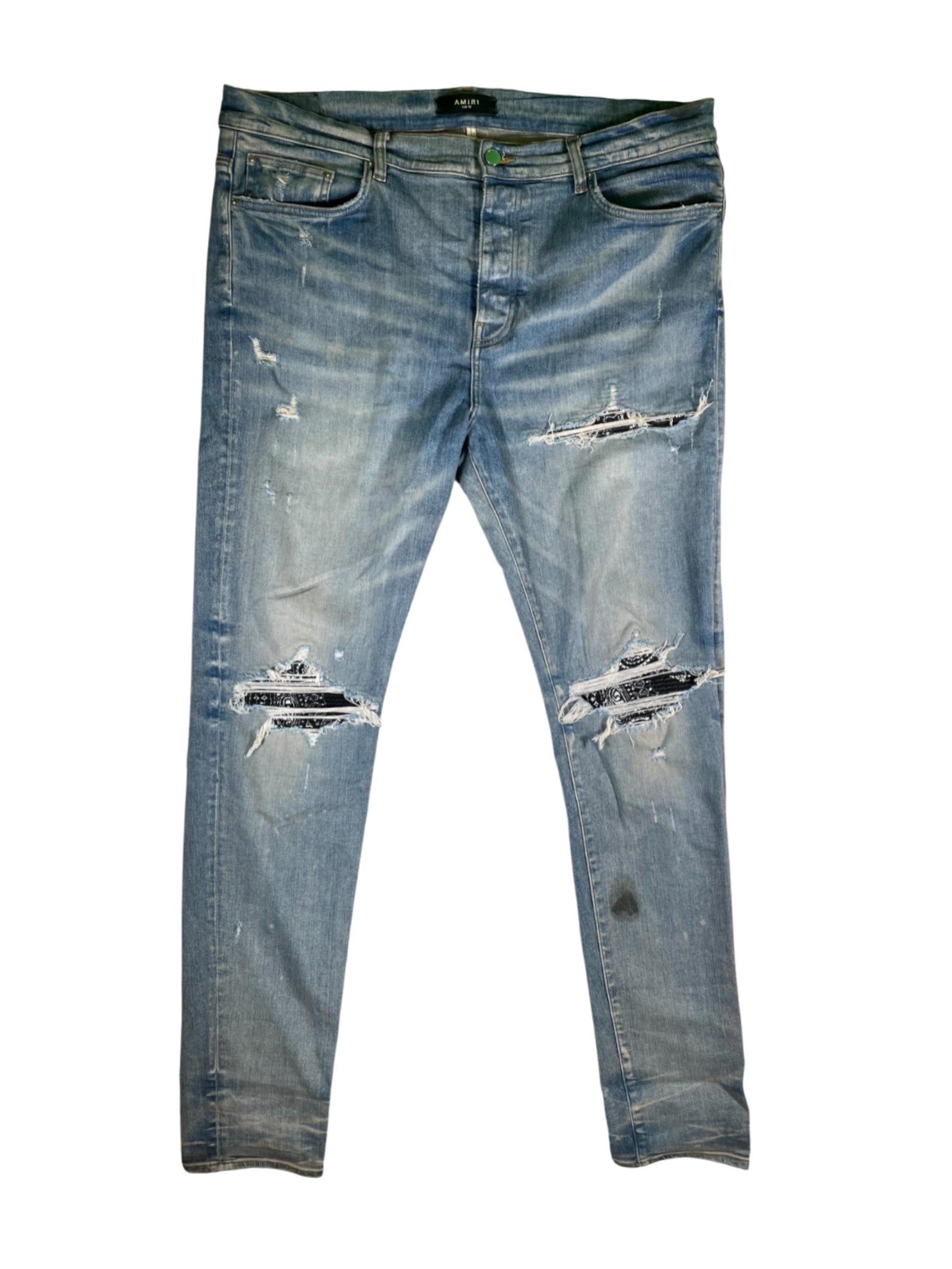 Amiri MX1 Paisley Patch Light Wash & Black Jeans