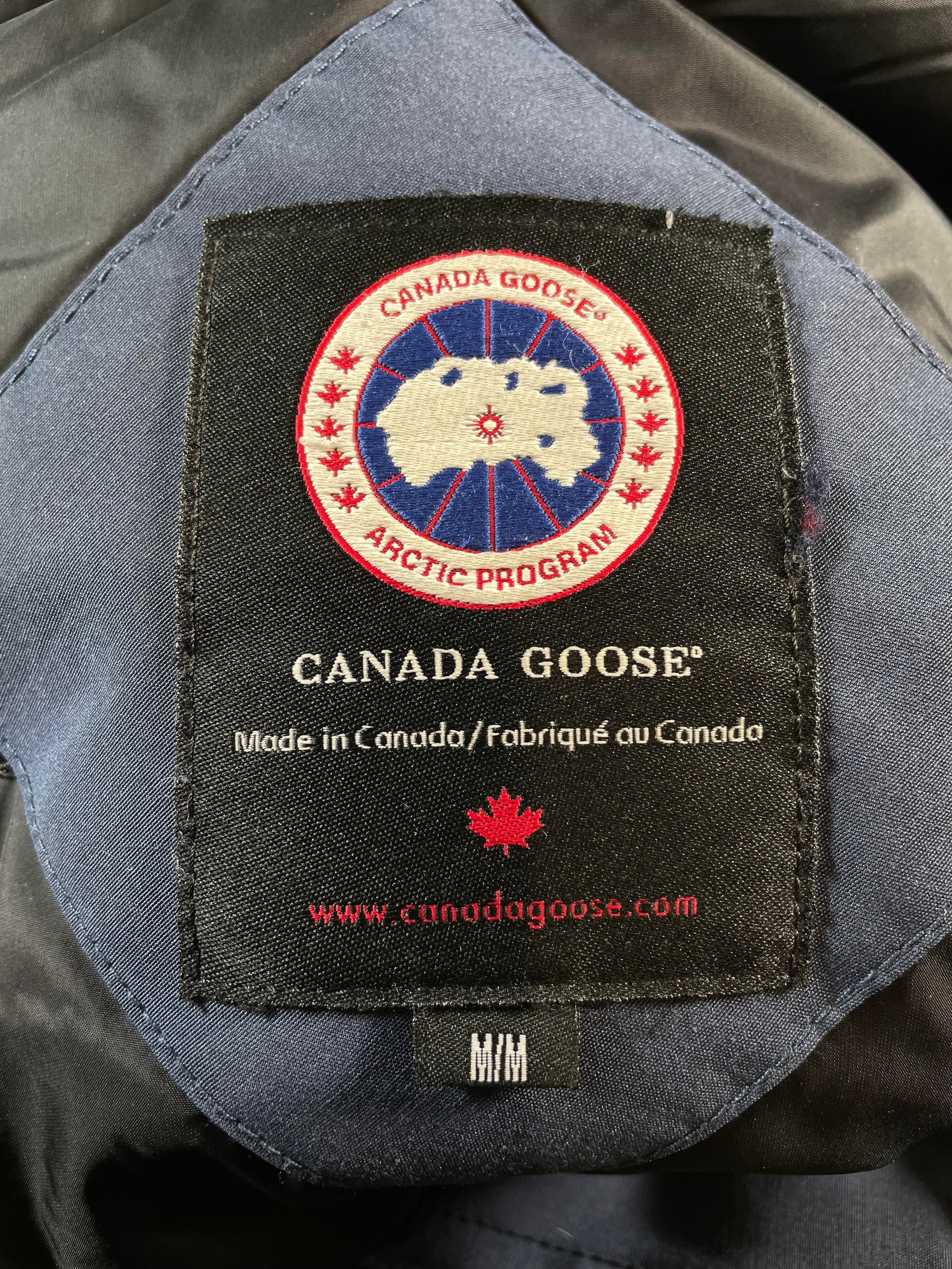 Canada Goose White Fur Navy Long Parka