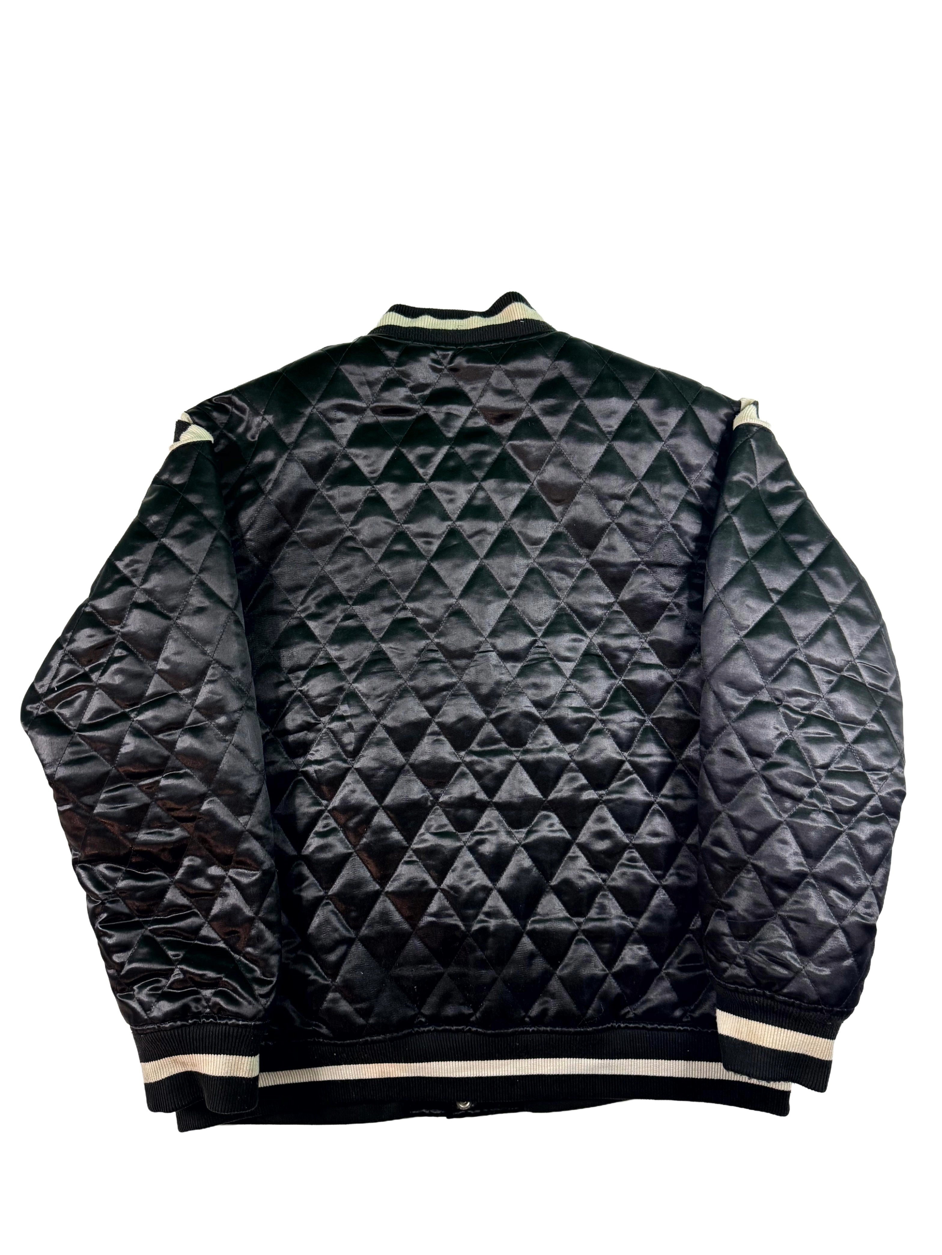 Supreme Quilted Satin Varsity Black Jacket