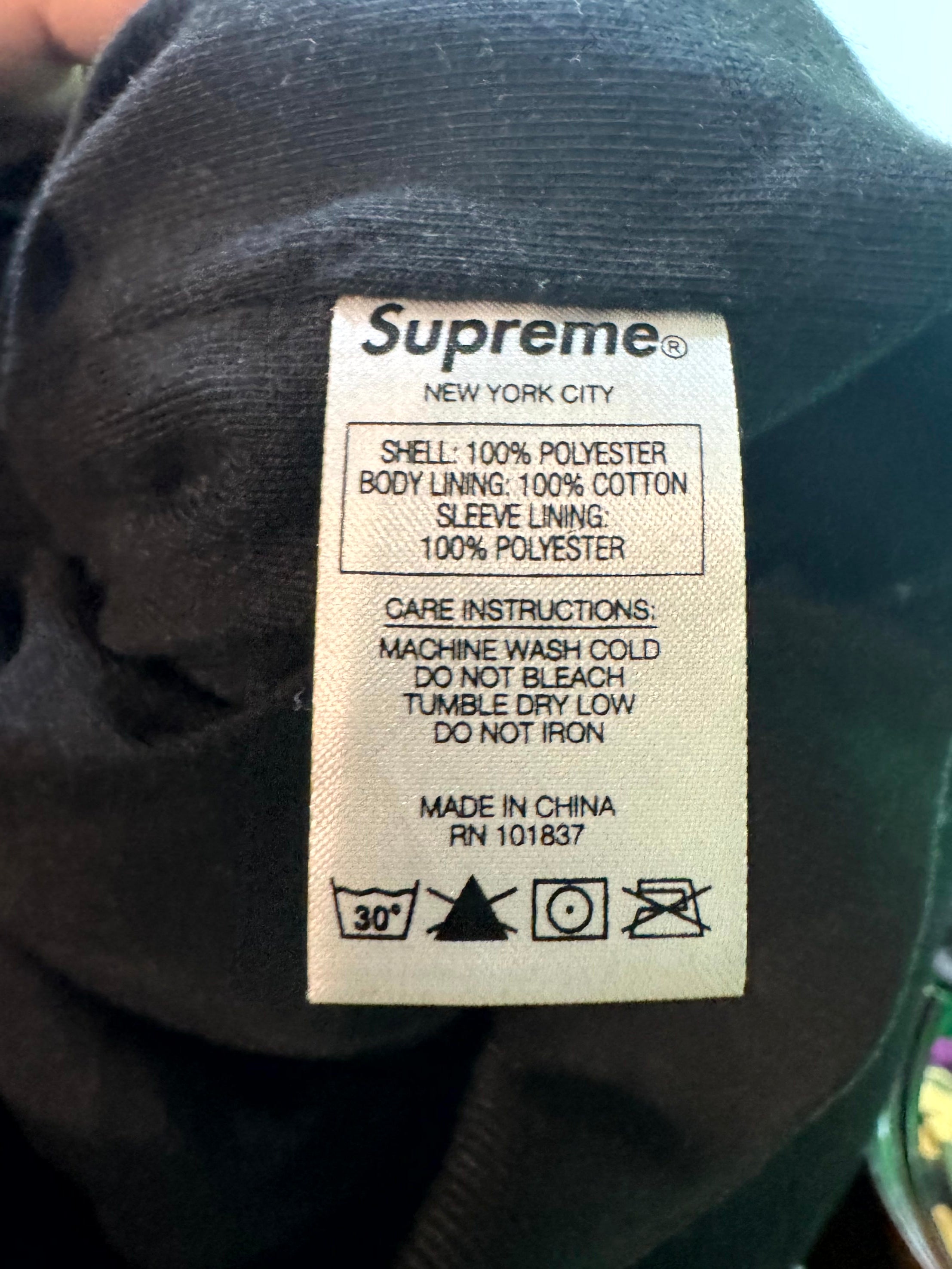 Supreme Quilted Satin Varsity Black Jacket