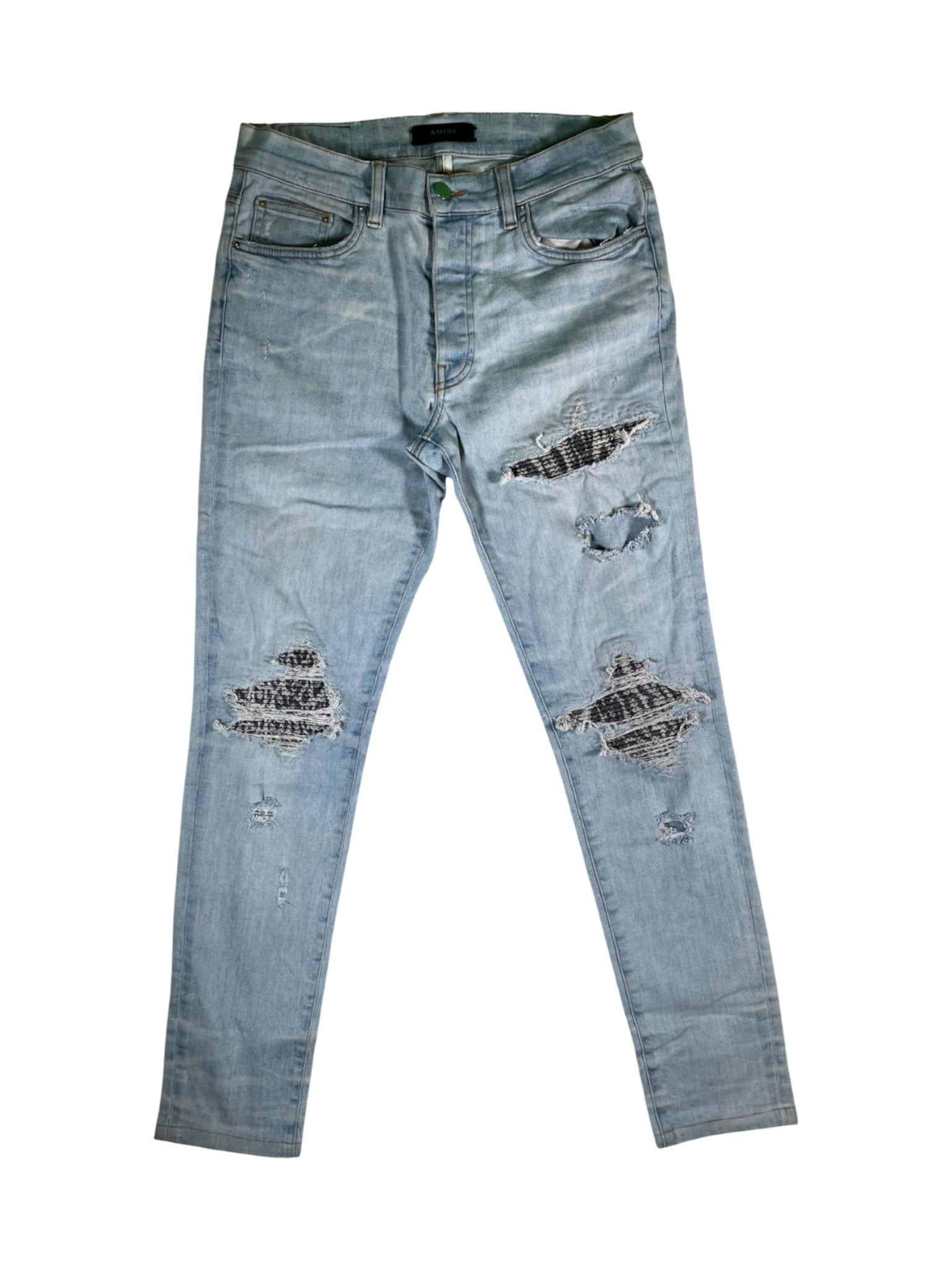 Amiri MX1 Zebra Patch Light Wash Jeans
