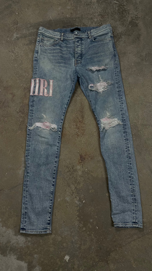 Amiri Jeans Pink Side Logo Used 34