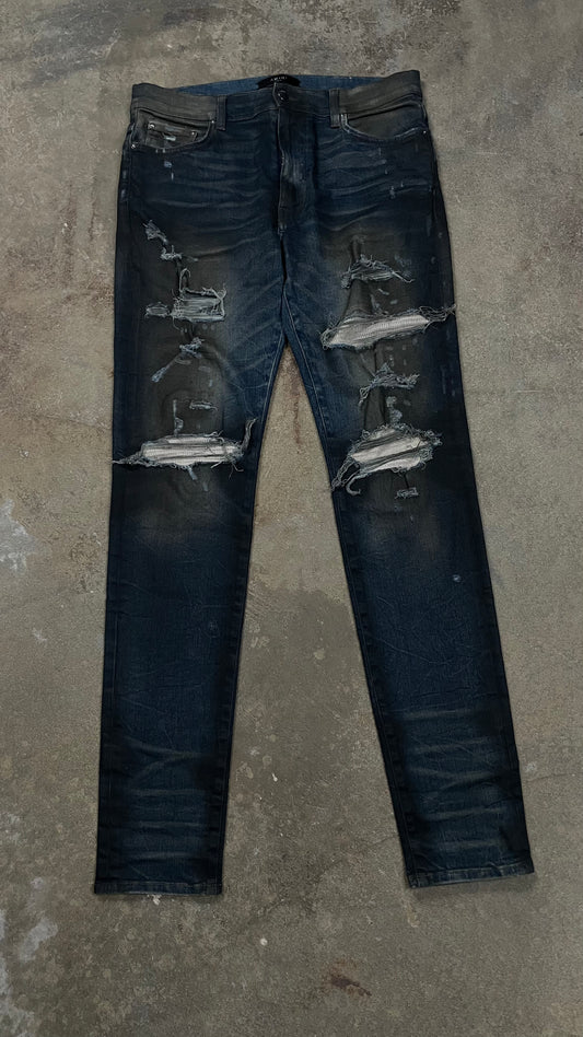 Amiri Jeans Dark Wash Wool Patch Used 34