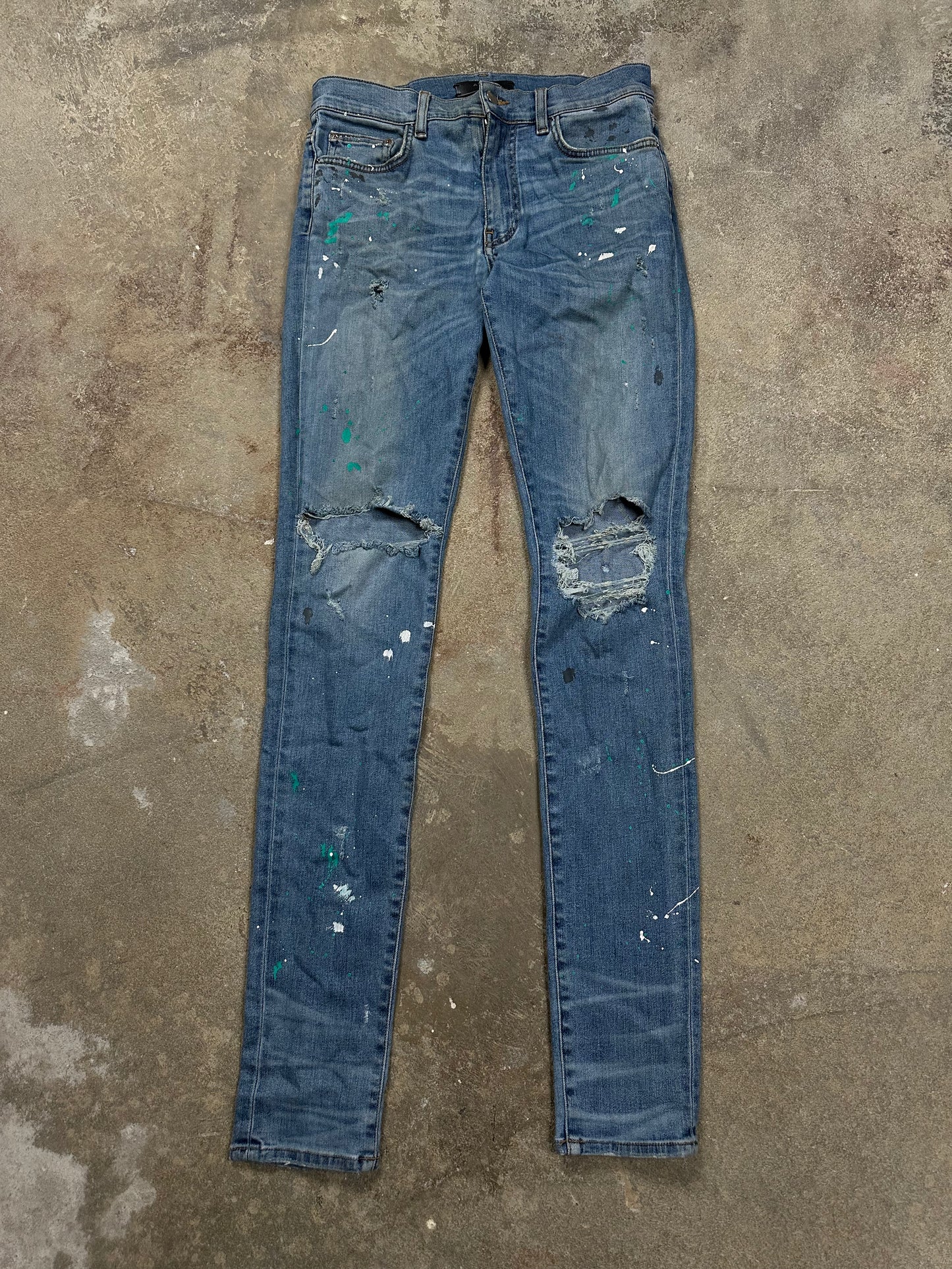 Amiri Splatter Thrasher Light Wash Used 30