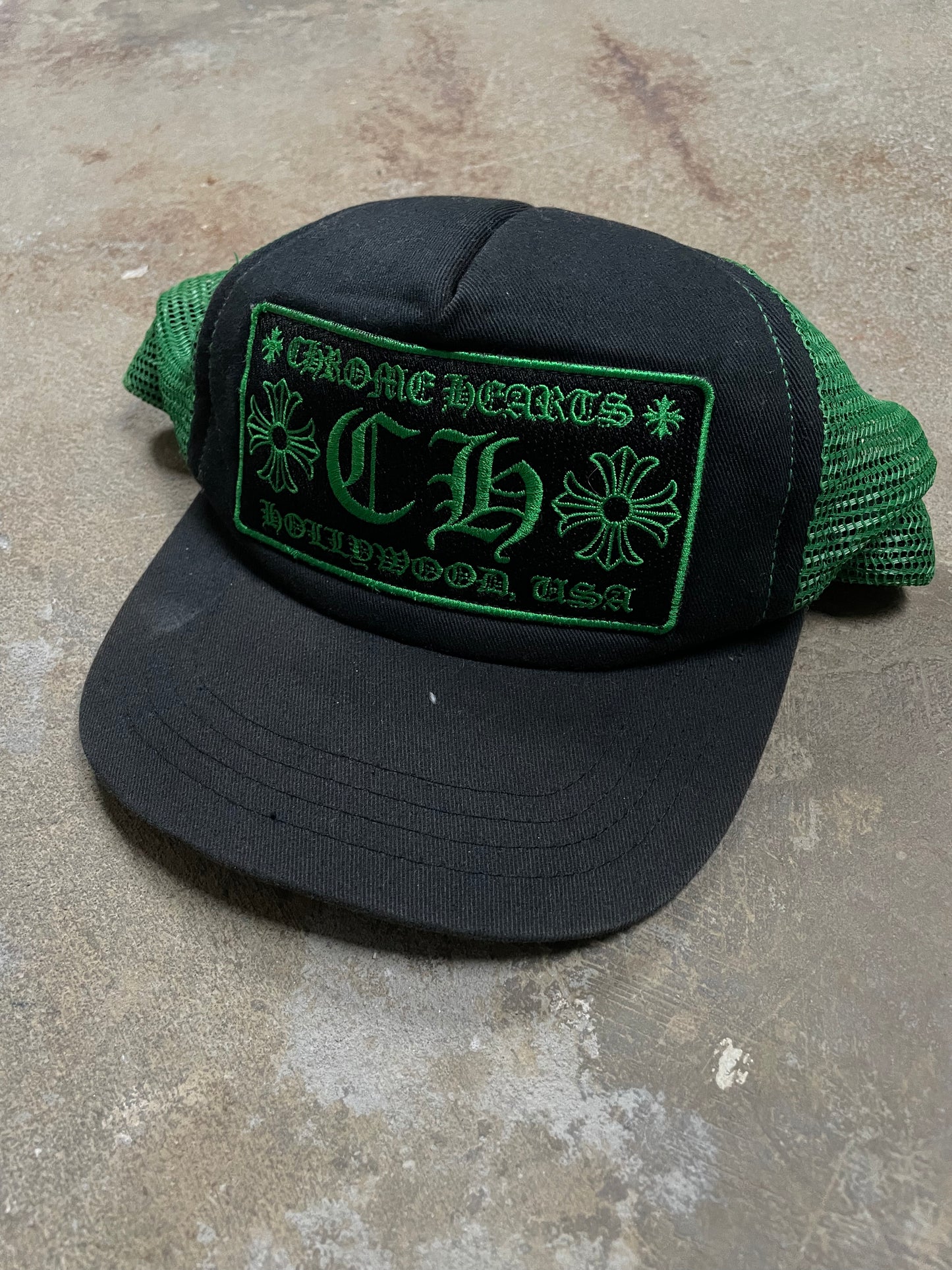 Chrome Hearts CH Trucker Black Green Used OS