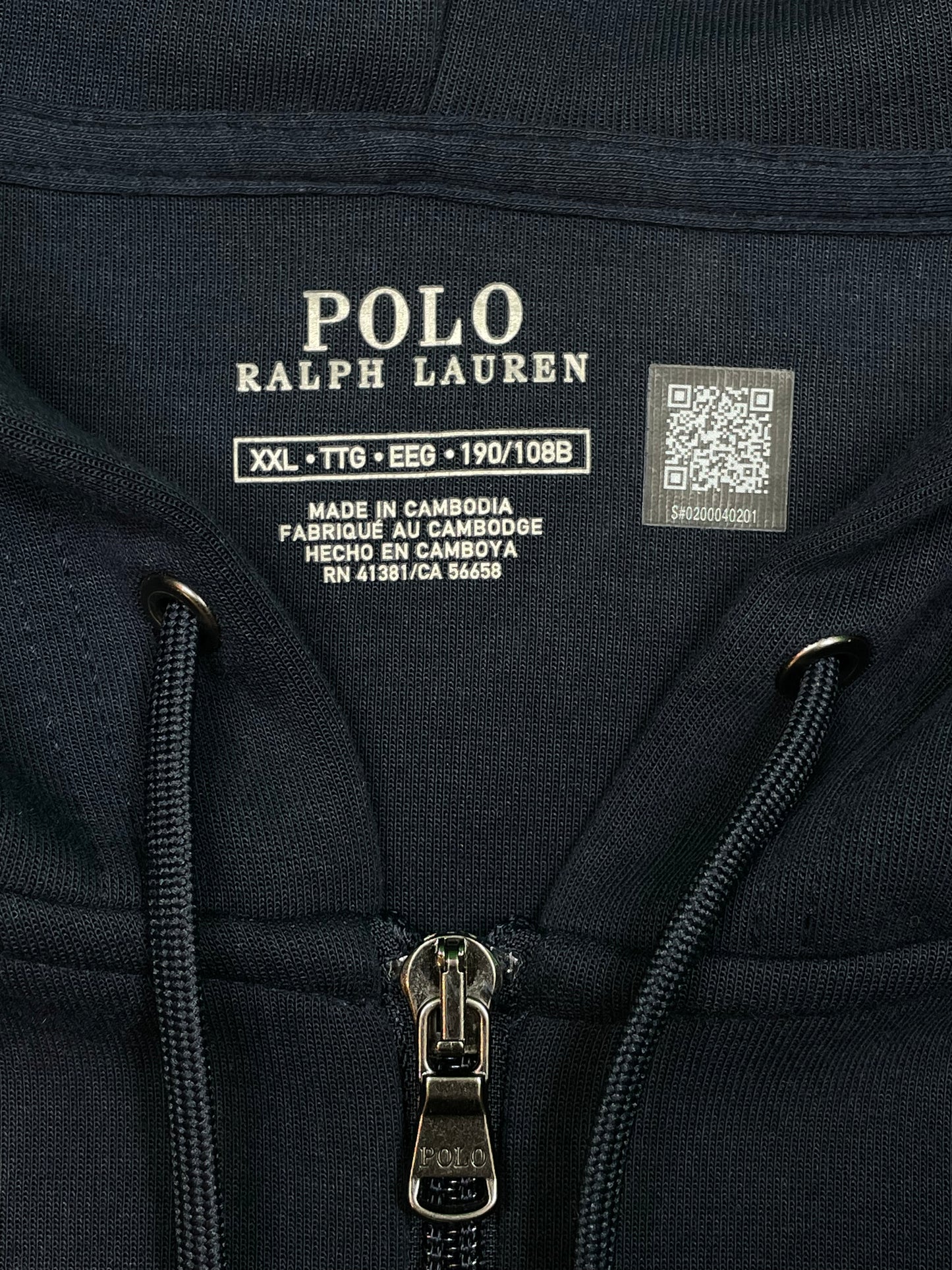 Polo Navy & White Zip Up Hoodie
