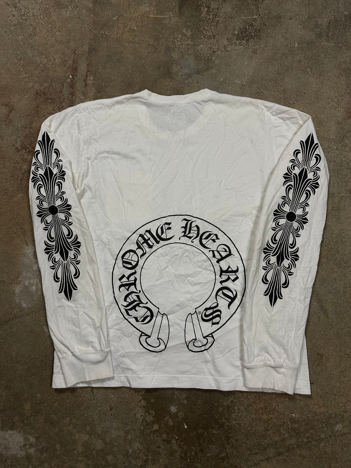 Chrome Hearts Floral Horseshoe LS White Used Large