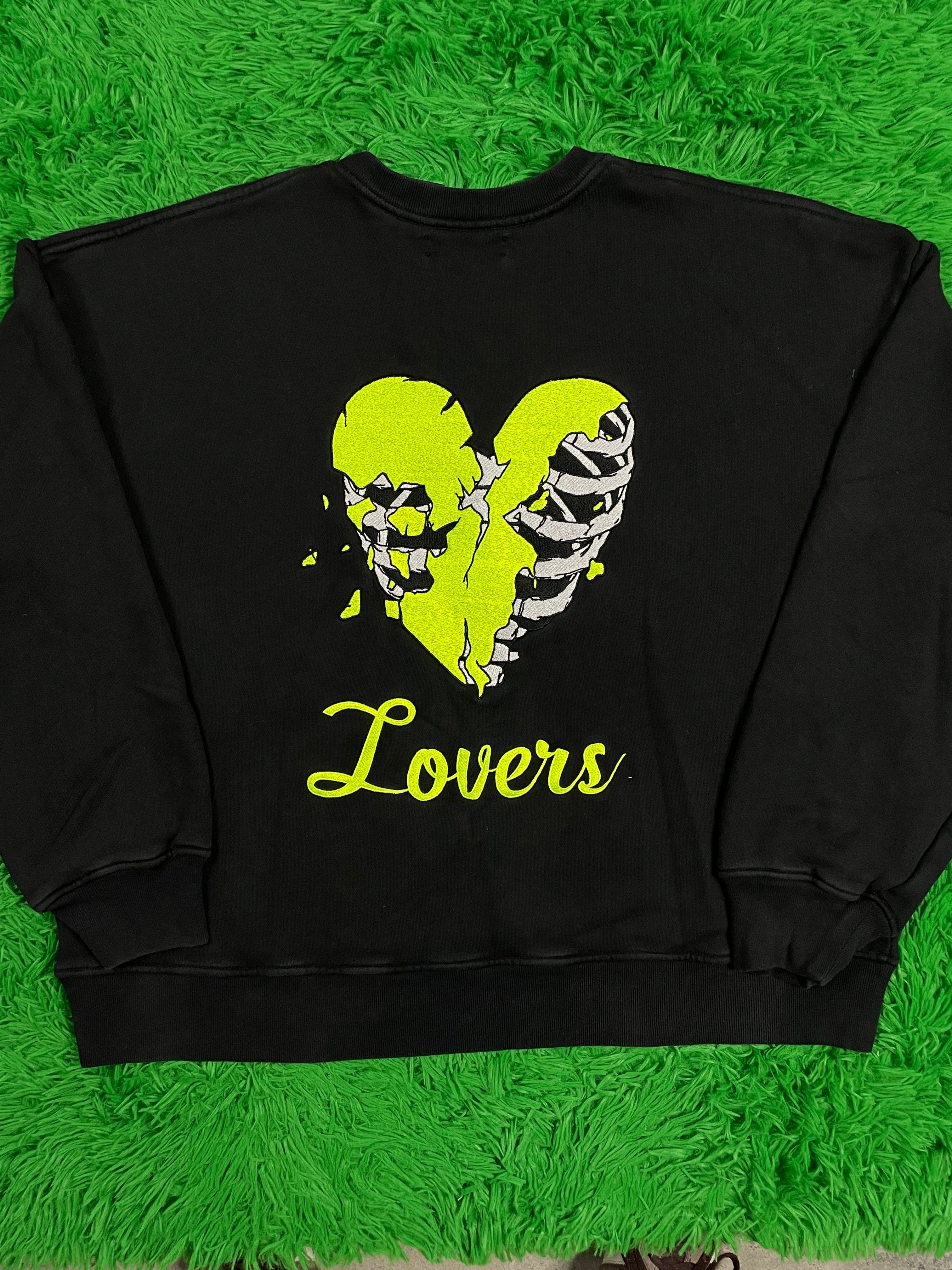 Amiri Lovers Crewneck Black Neon Large Used