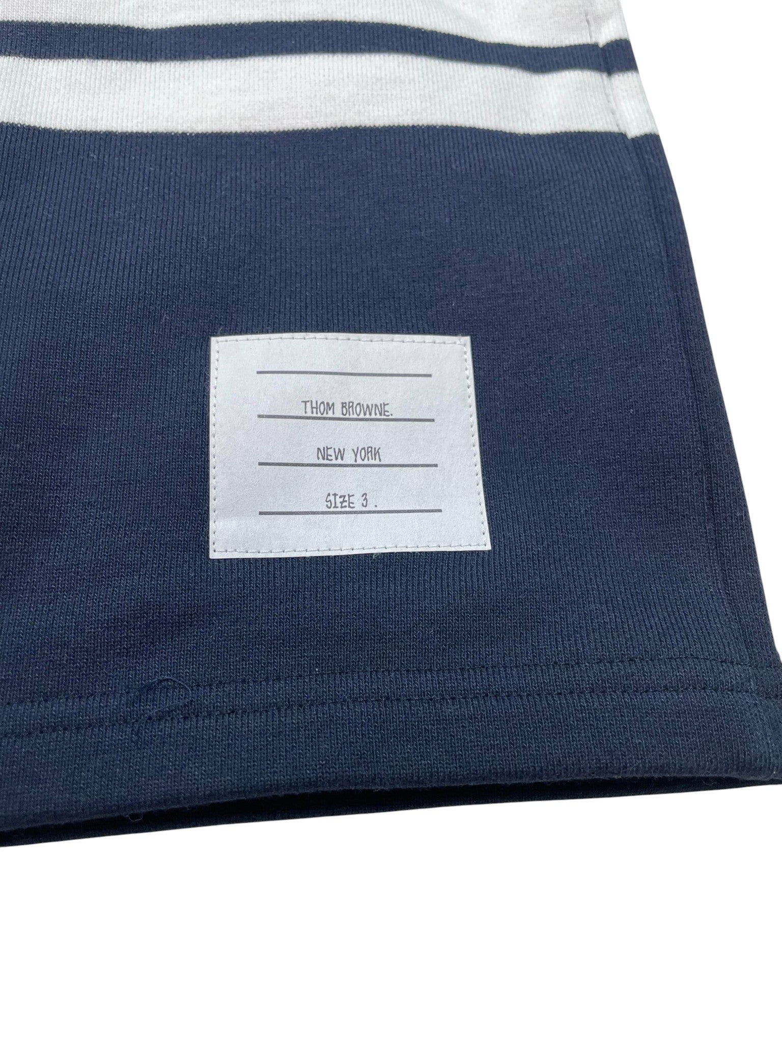 Thom Browne Navy & White Stripe Sweat Shorts