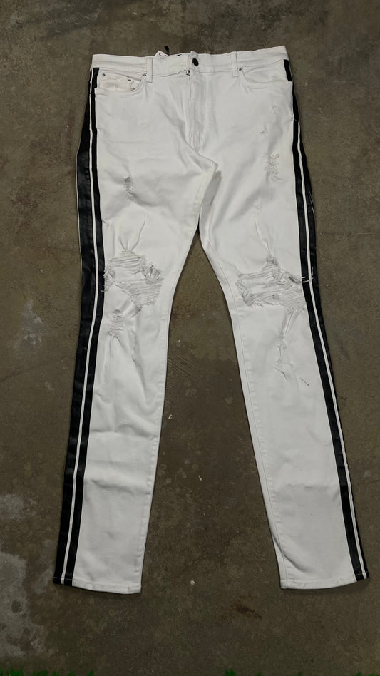 Amiri Jeans White Black Stripe Used 36