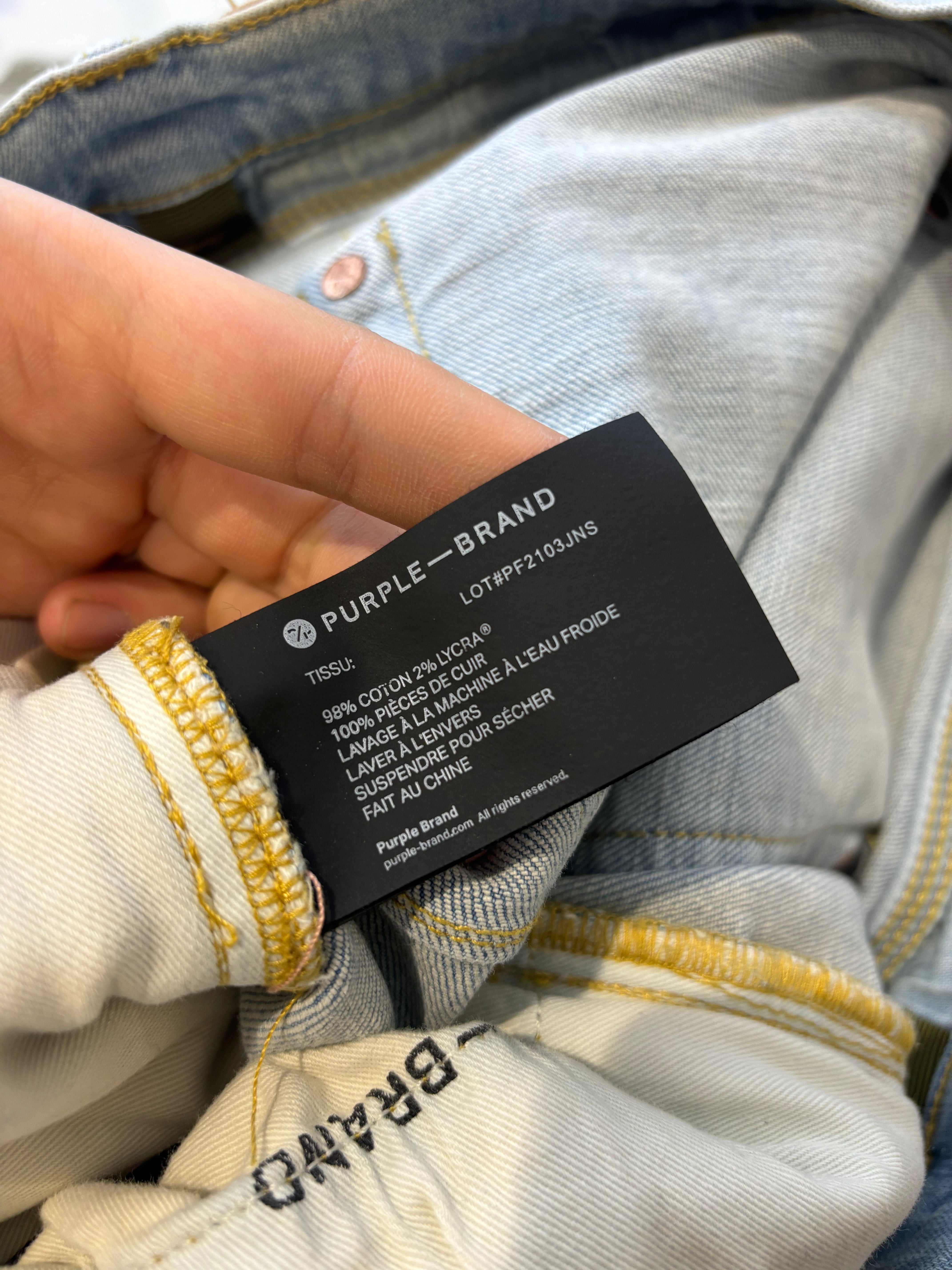 Purple Brand Light Wash Ripped Jeans