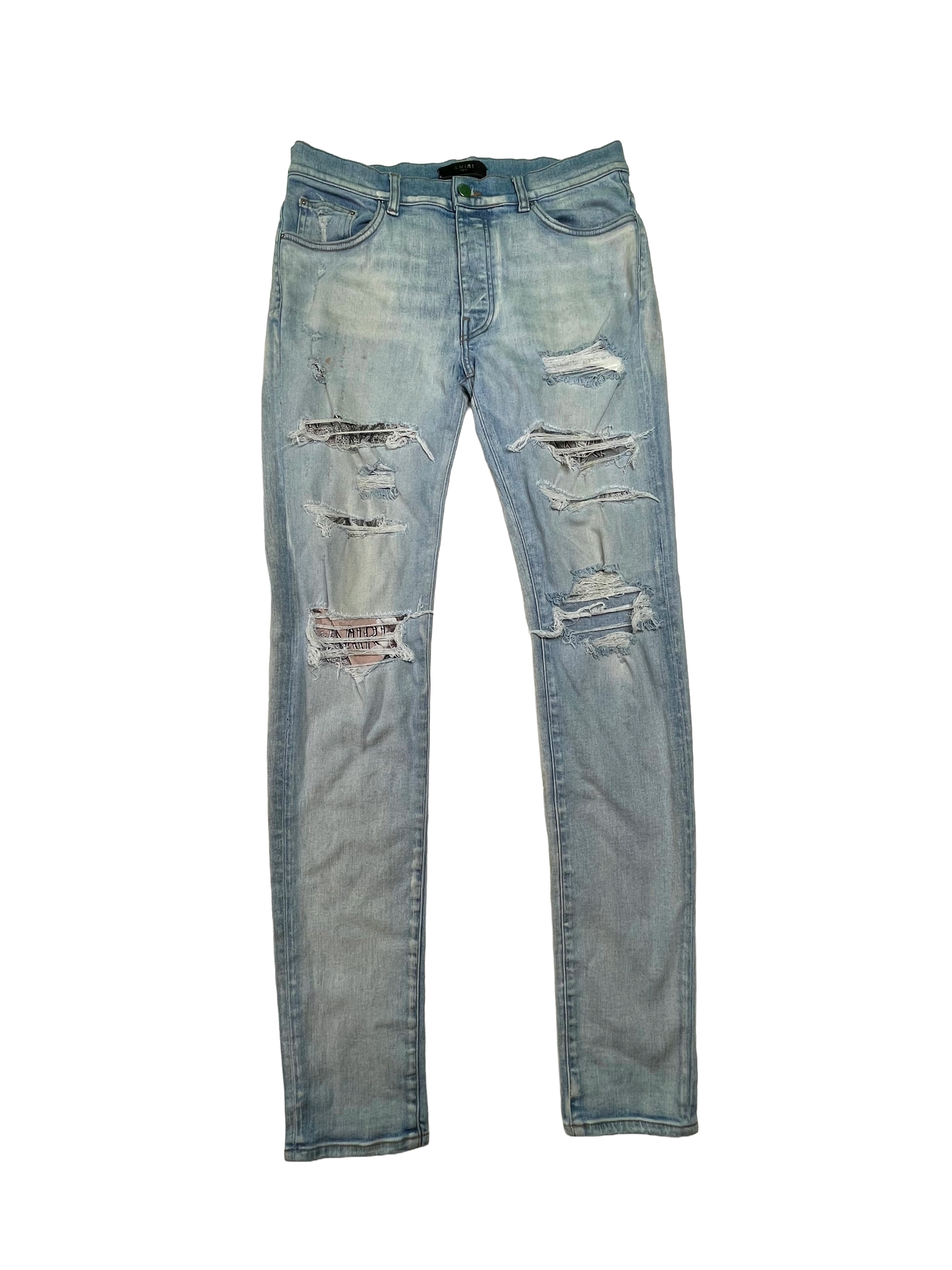 Amiri Hibiscus Bones Light Wash Jeans