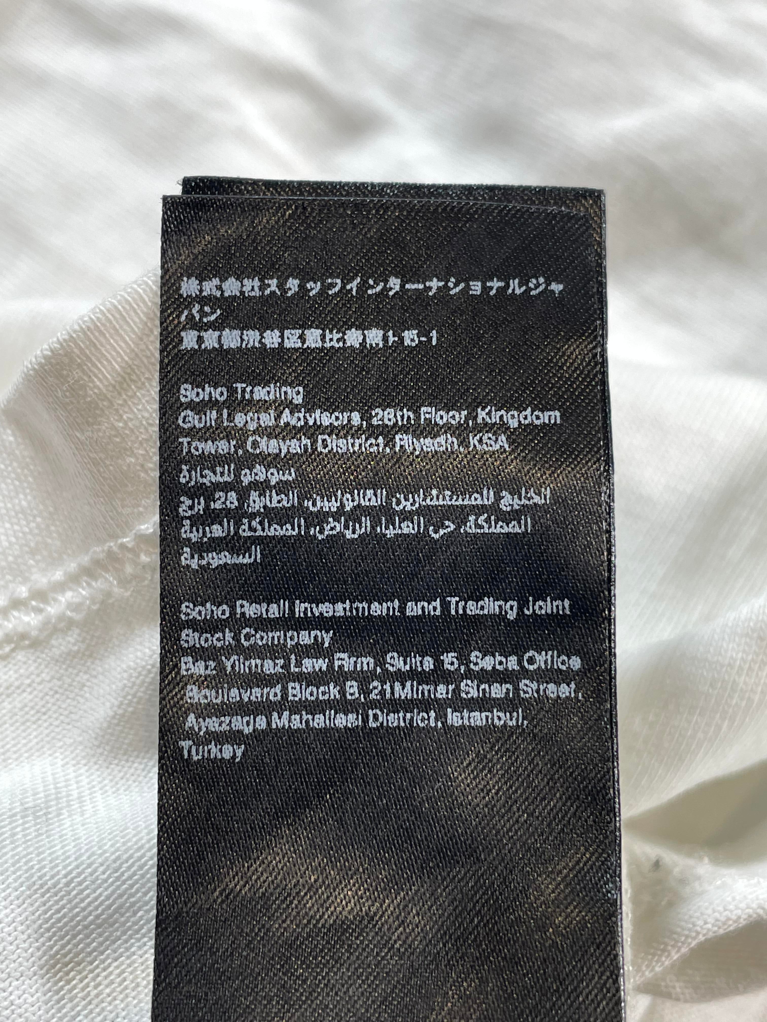 Amiri Blue Staggered Logo White Tee