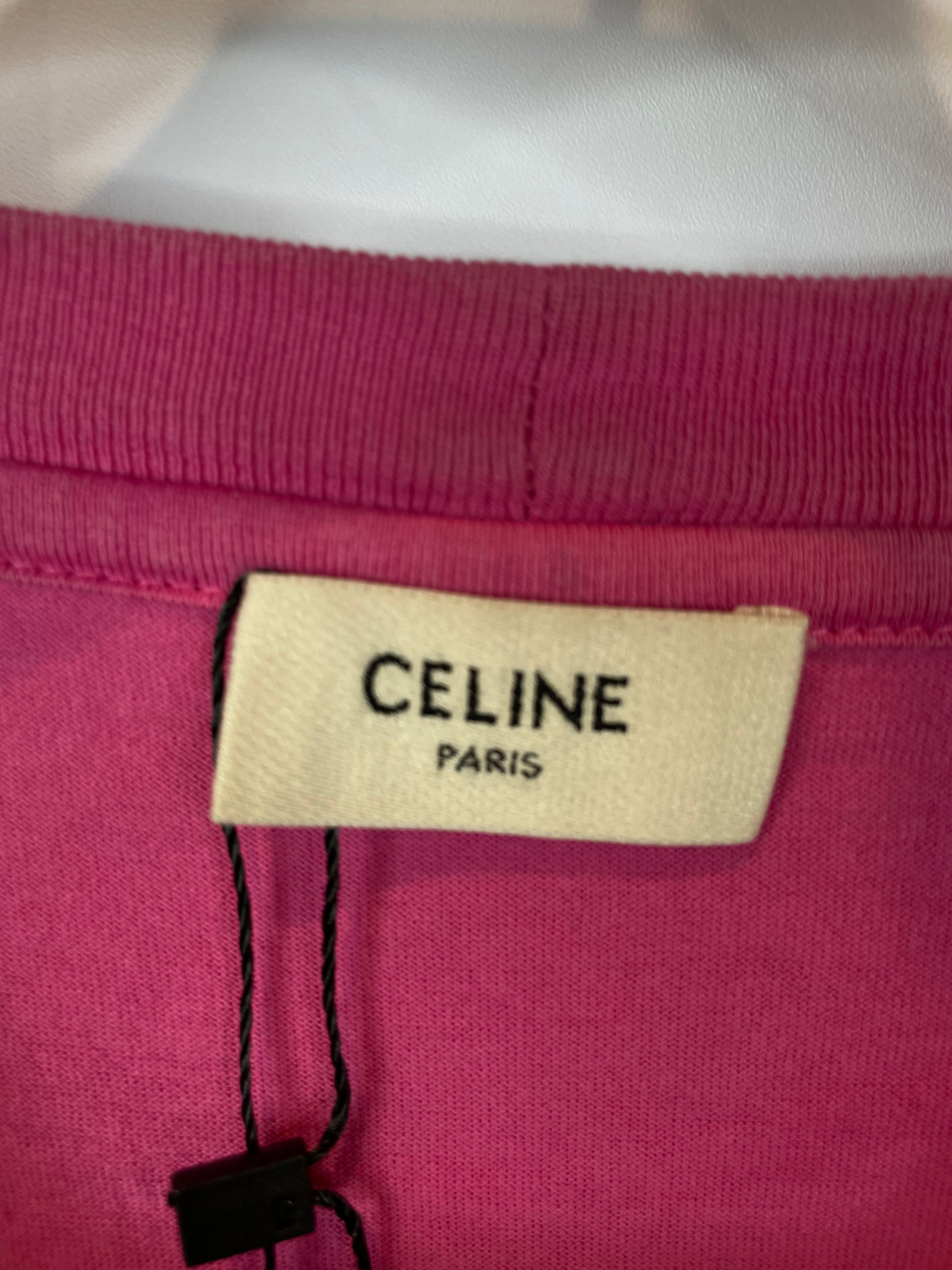 Celine Spellout Tee Hot Pink Used Large