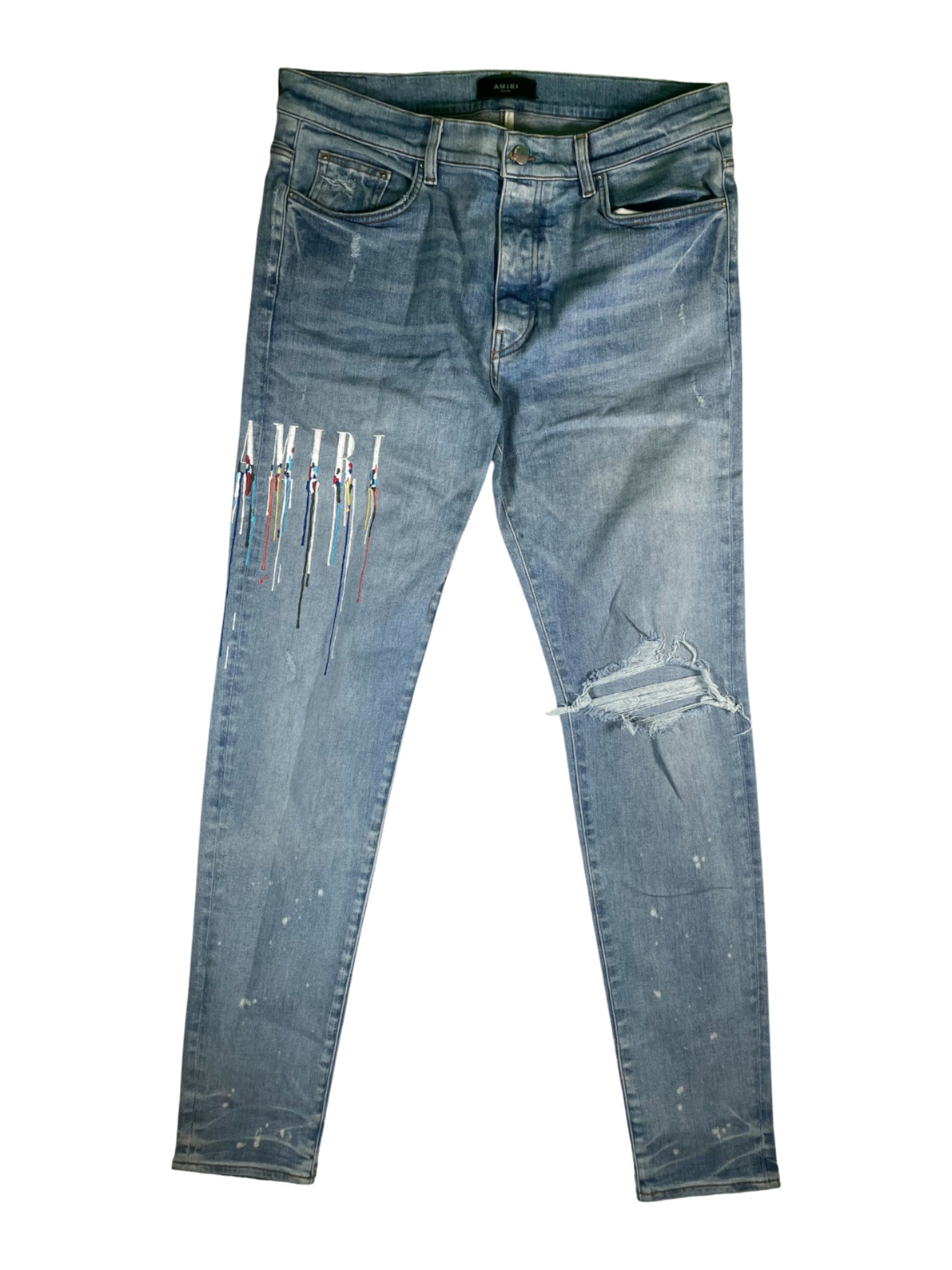 Amiri Paint Drip Light Wash Jeans