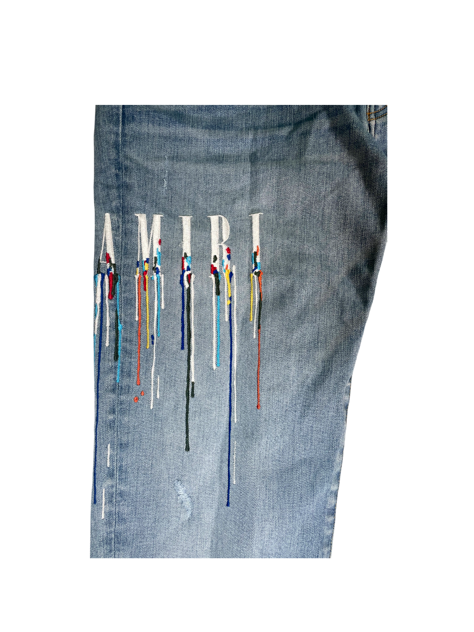 Amiri Paint Drip Light Wash Jeans
