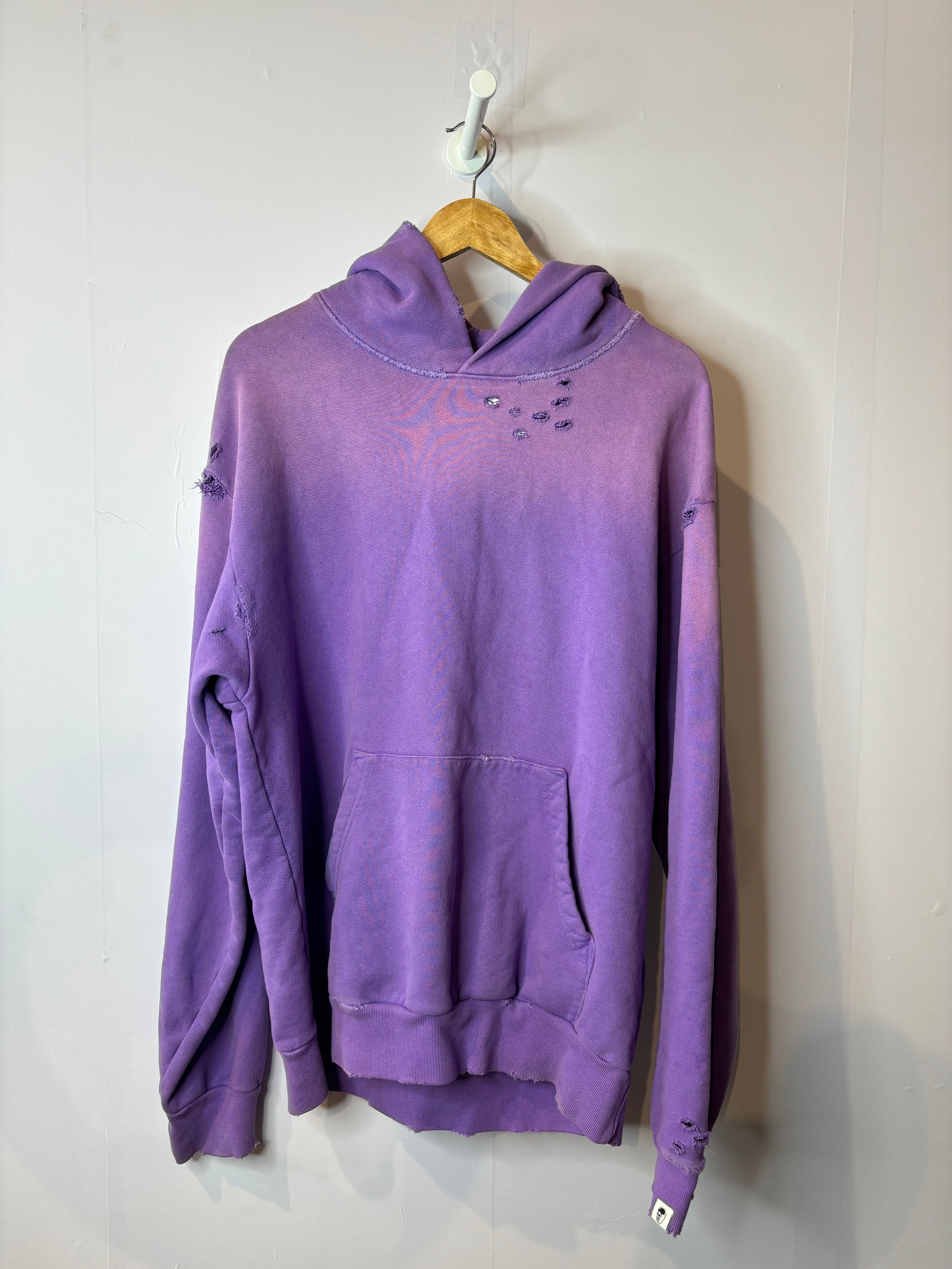 Warren Lotas Opened Door Hoodie Purple Orange Distressed Used Medium