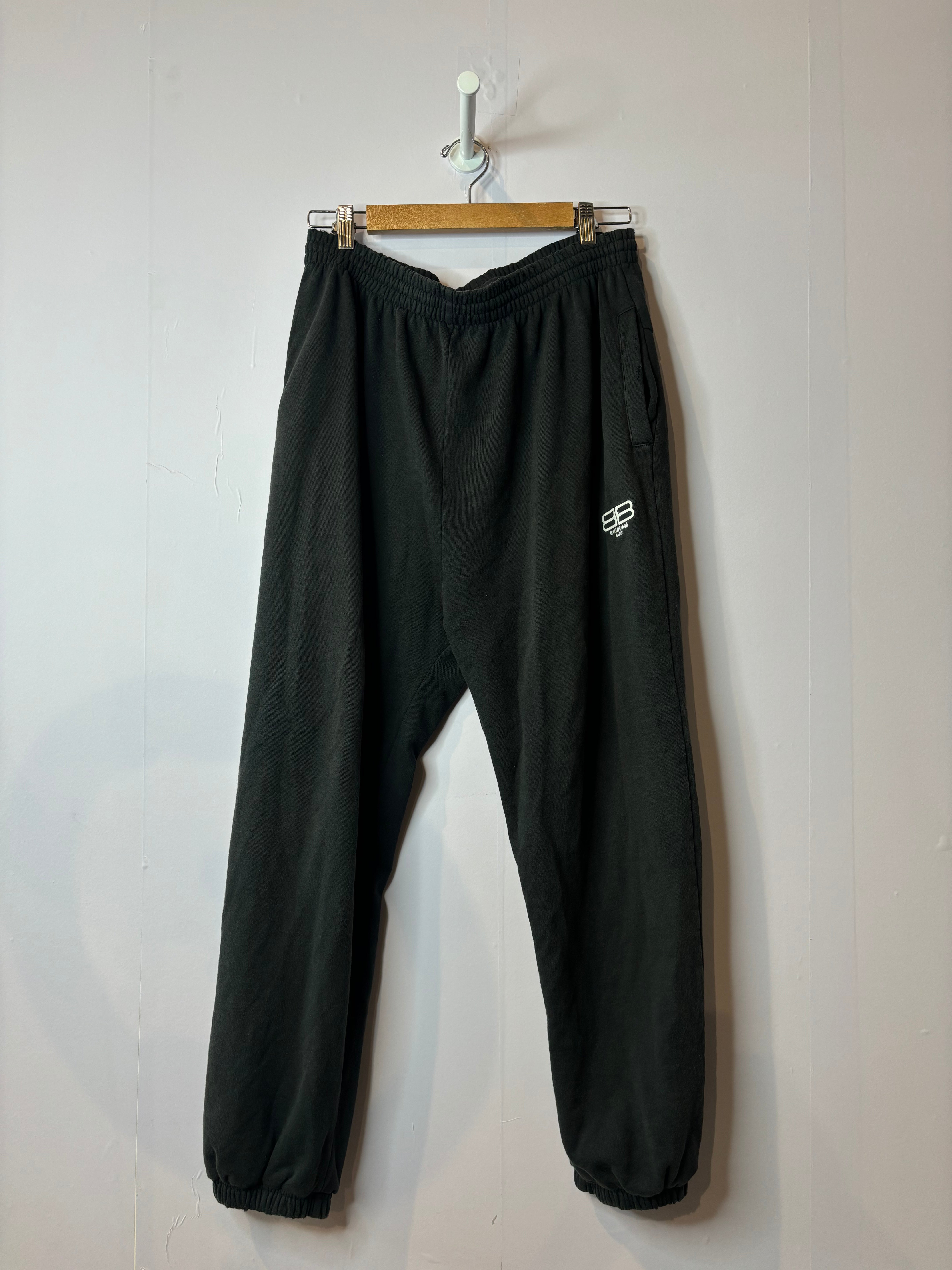 Balenciaga BB Logo Distressed Sweats Black Used Large