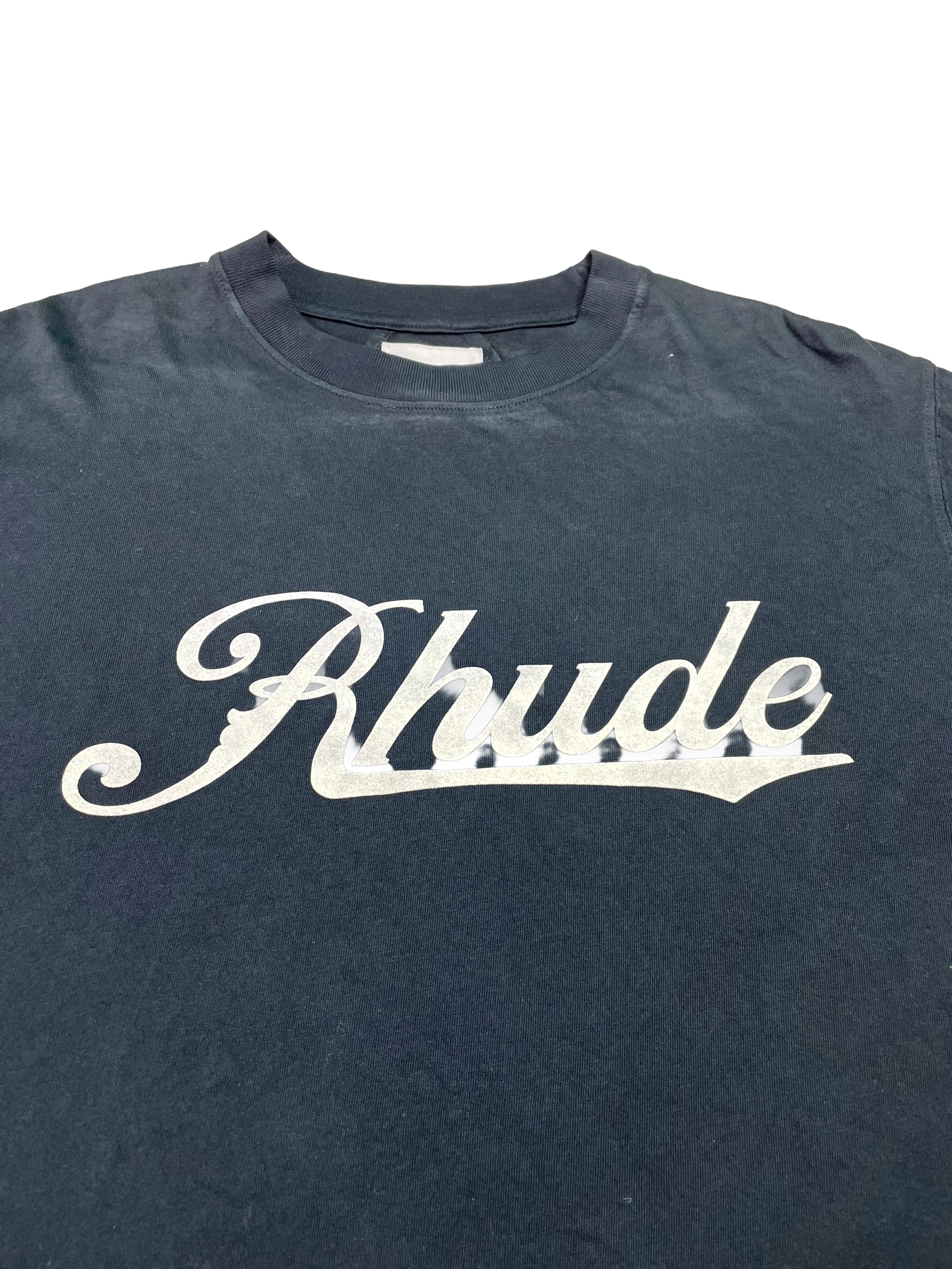 Rhude Script Logo Navy Tee