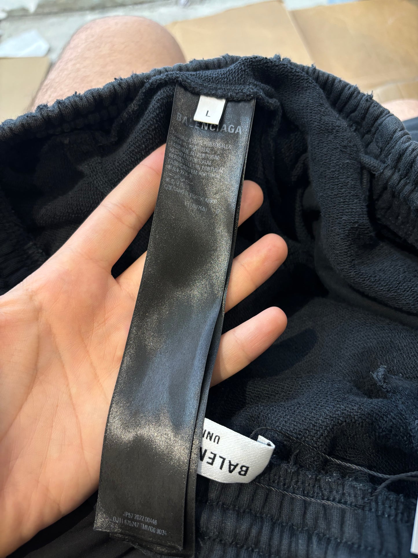 Balenciaga BB Logo Distressed Sweats Black Used Large