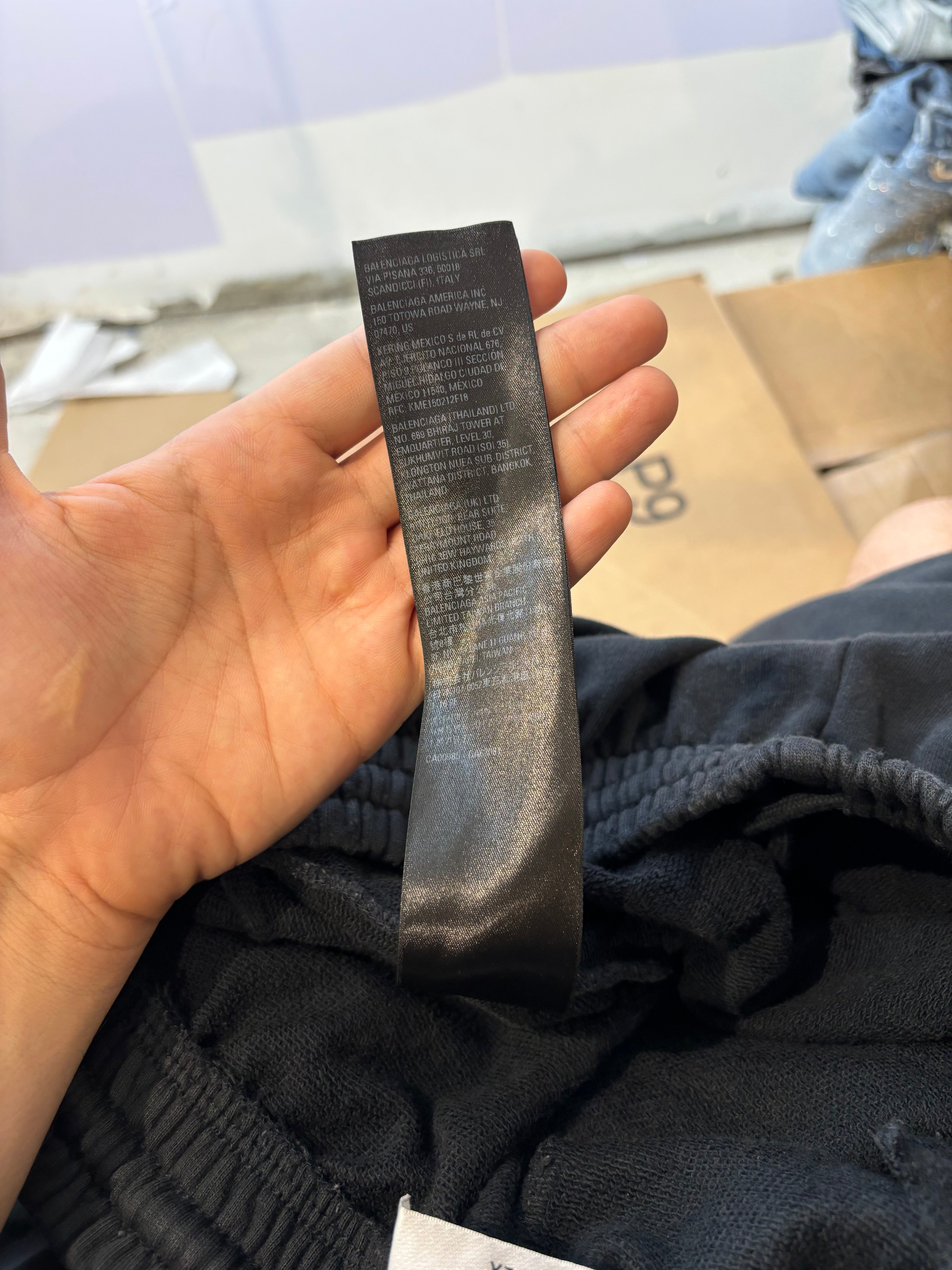 Balenciaga BB Logo Distressed Sweats Black Used Large