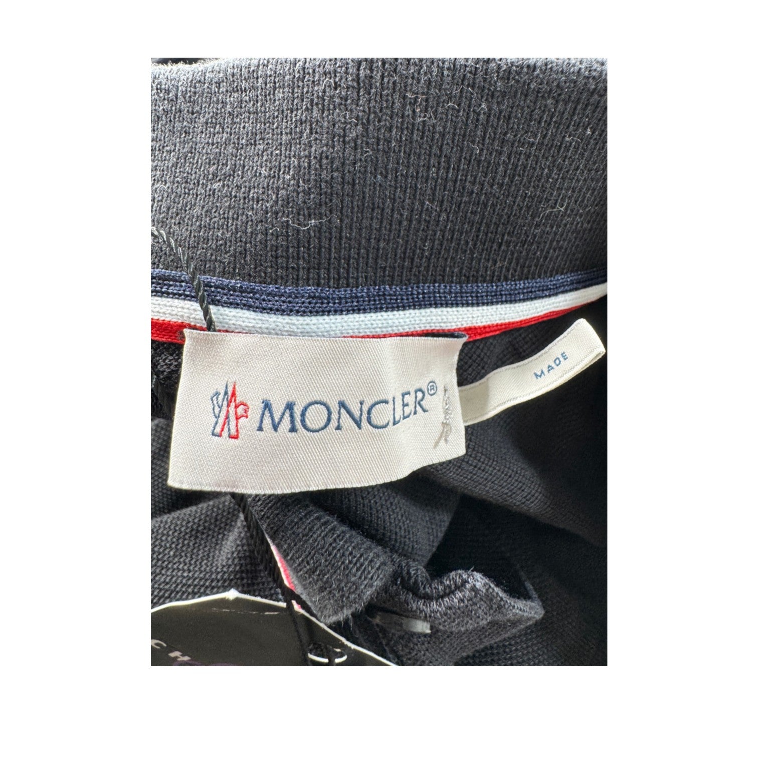 Moncler Long Sleeve Logo Black Polo Shirt