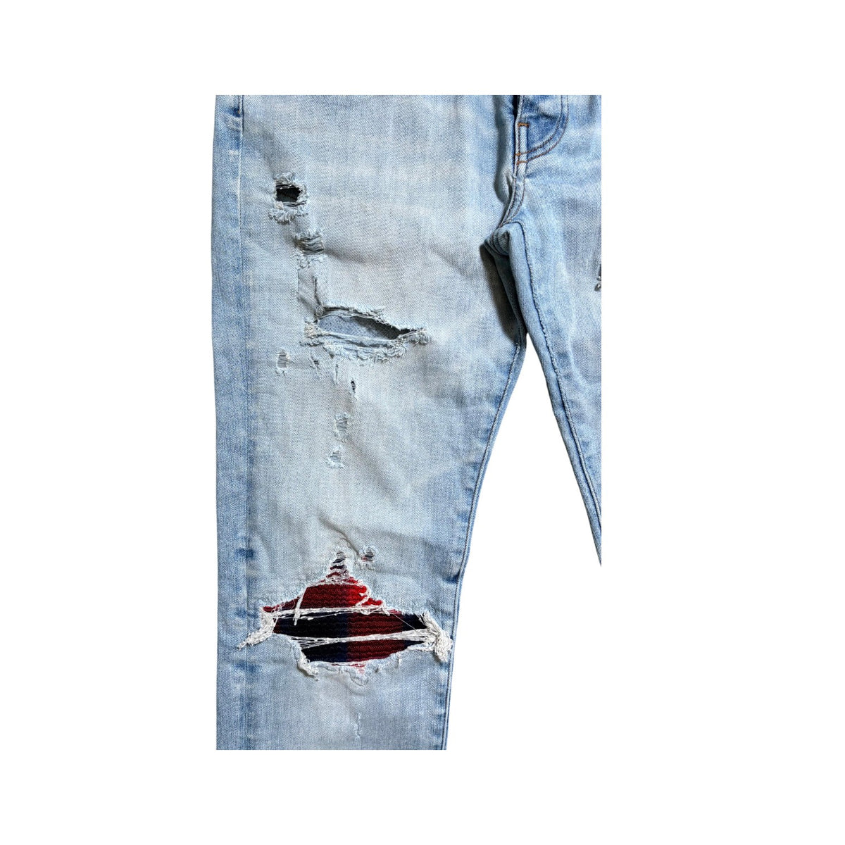 Amiri MX1 Patch Light Wash, Navy & Red Jeans