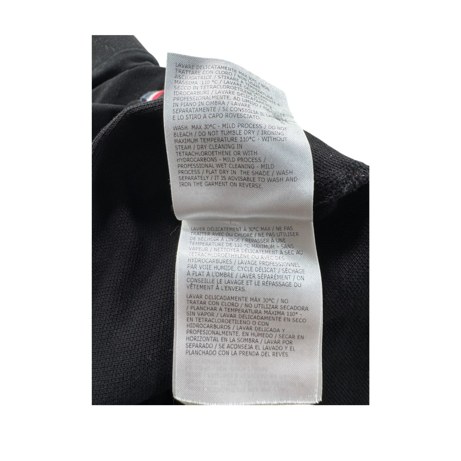 Moncler Long Sleeve Logo Black Polo Shirt