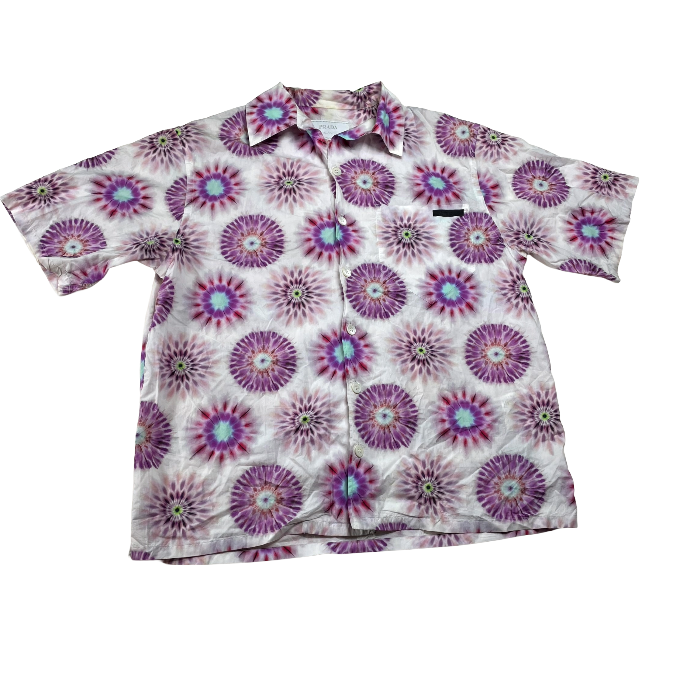 Prada Tie Dye Button Up Purple & Pink Shirt
