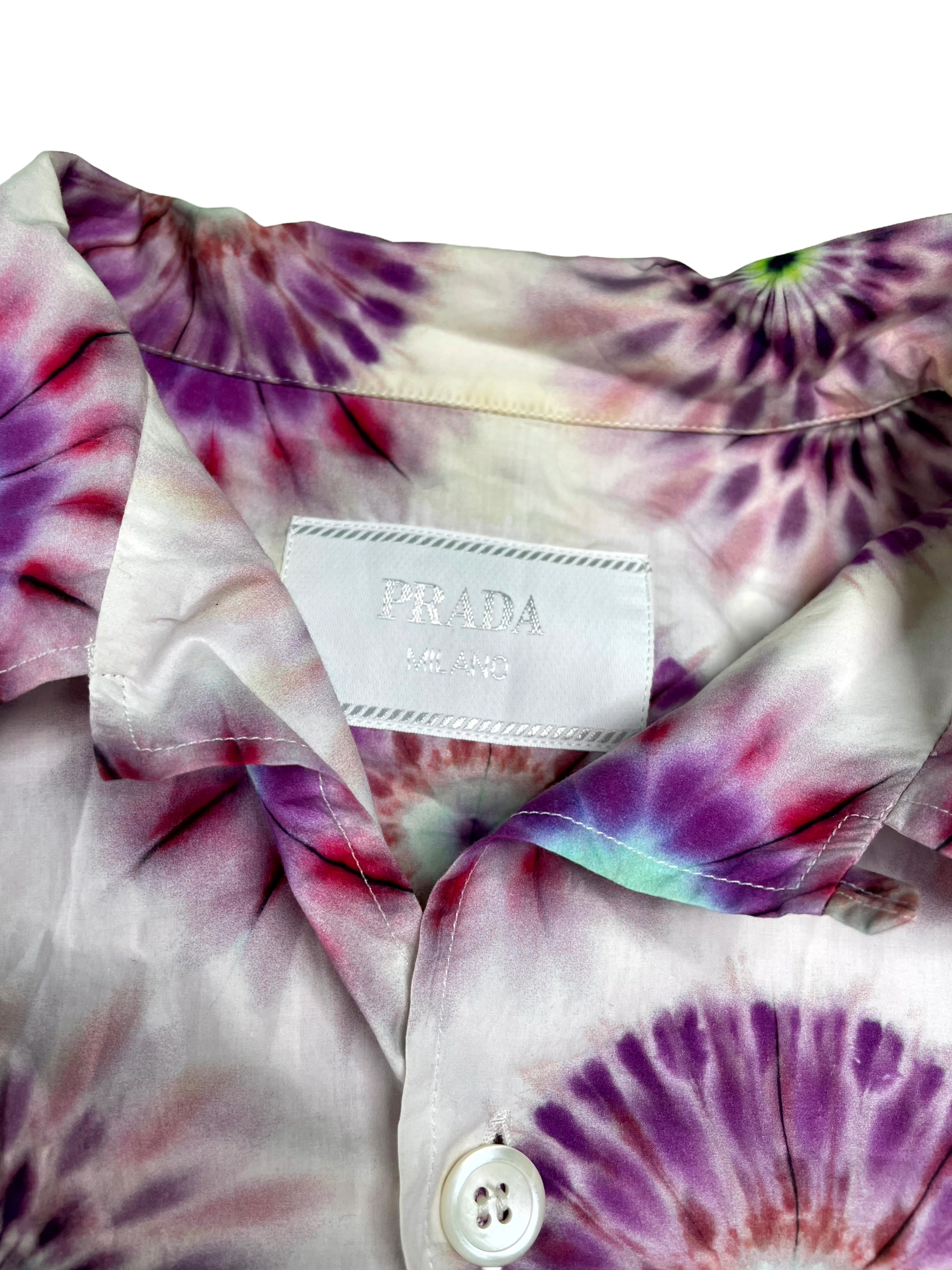 Prada Tie Dye Button Up Purple & Pink Shirt