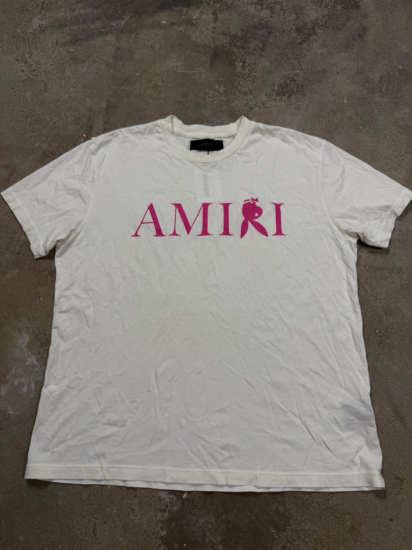 Amiri Playboy Tee Cream Hot Pink Used Small