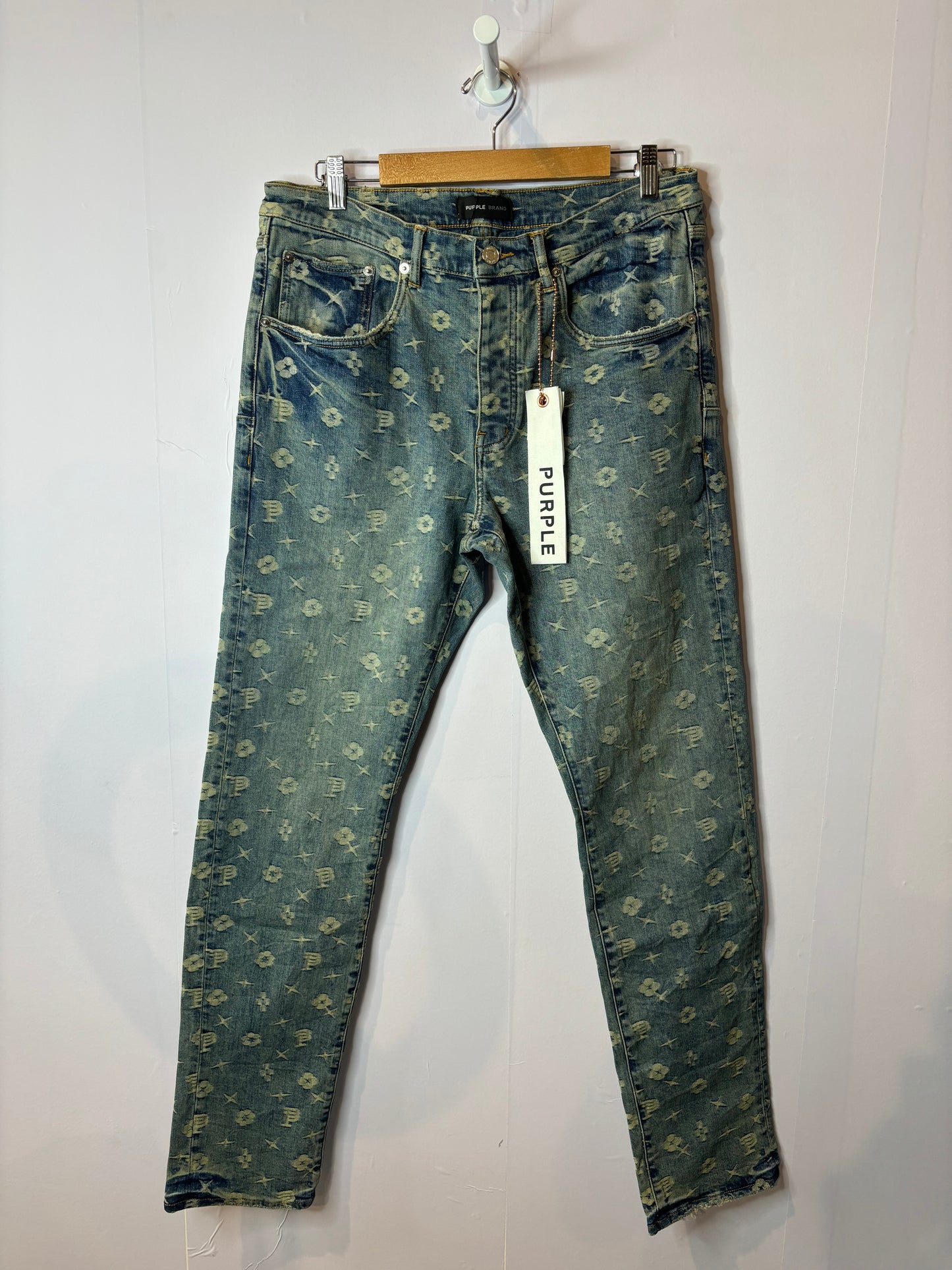 Purple Jeans Light Wash Monogram Used 36