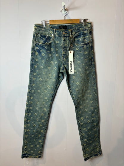 Purple Jeans Light Wash Monogram Used 36