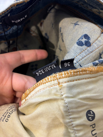 Purple Jeans Light Wash Monogram Used 36
