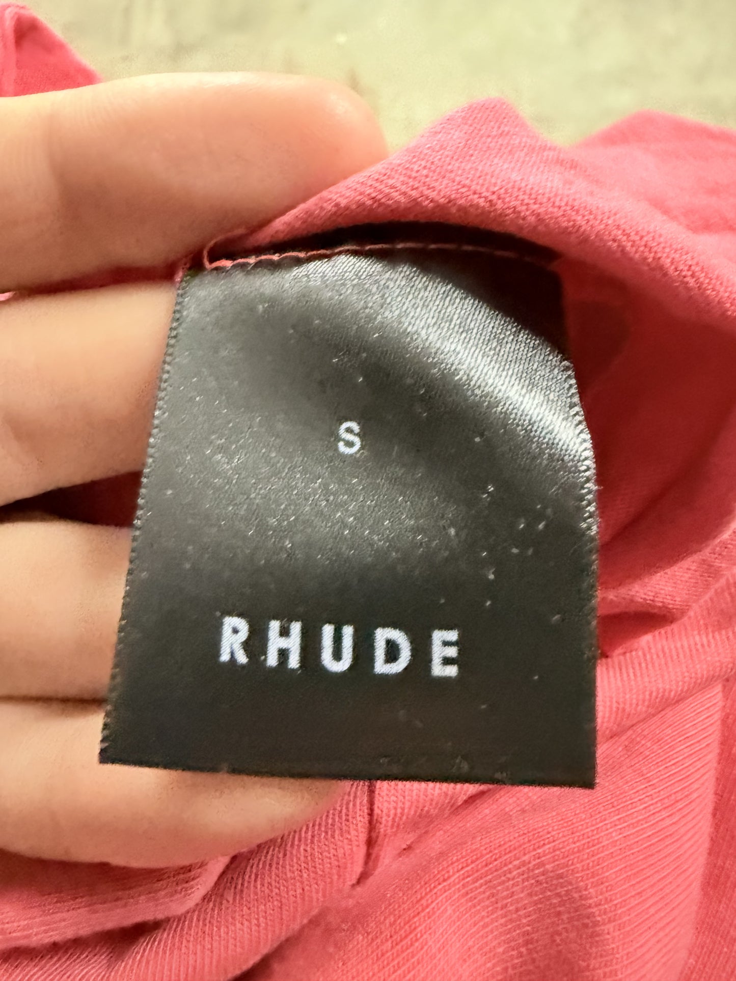 Rhude Script LoGo Tee Hot Pink Used Small