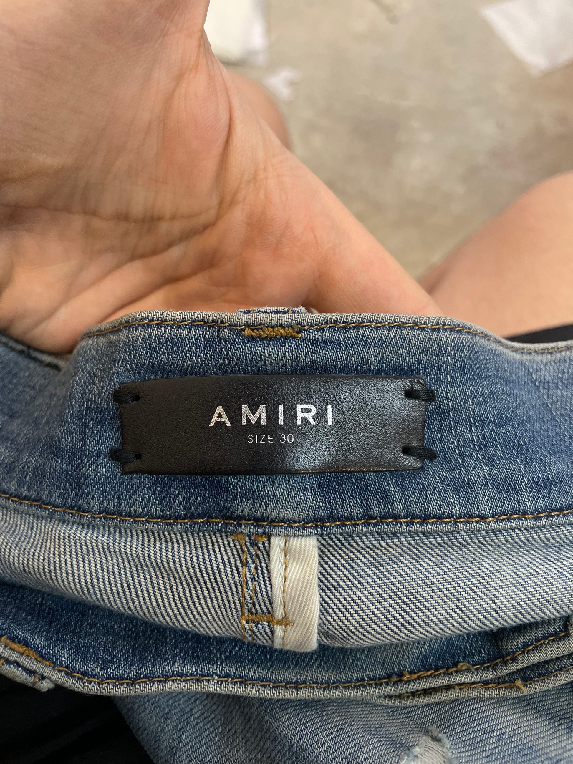 Amiri Jeans MX1 Light Wash Black Patch (Zipper) (Restitched) Used 30