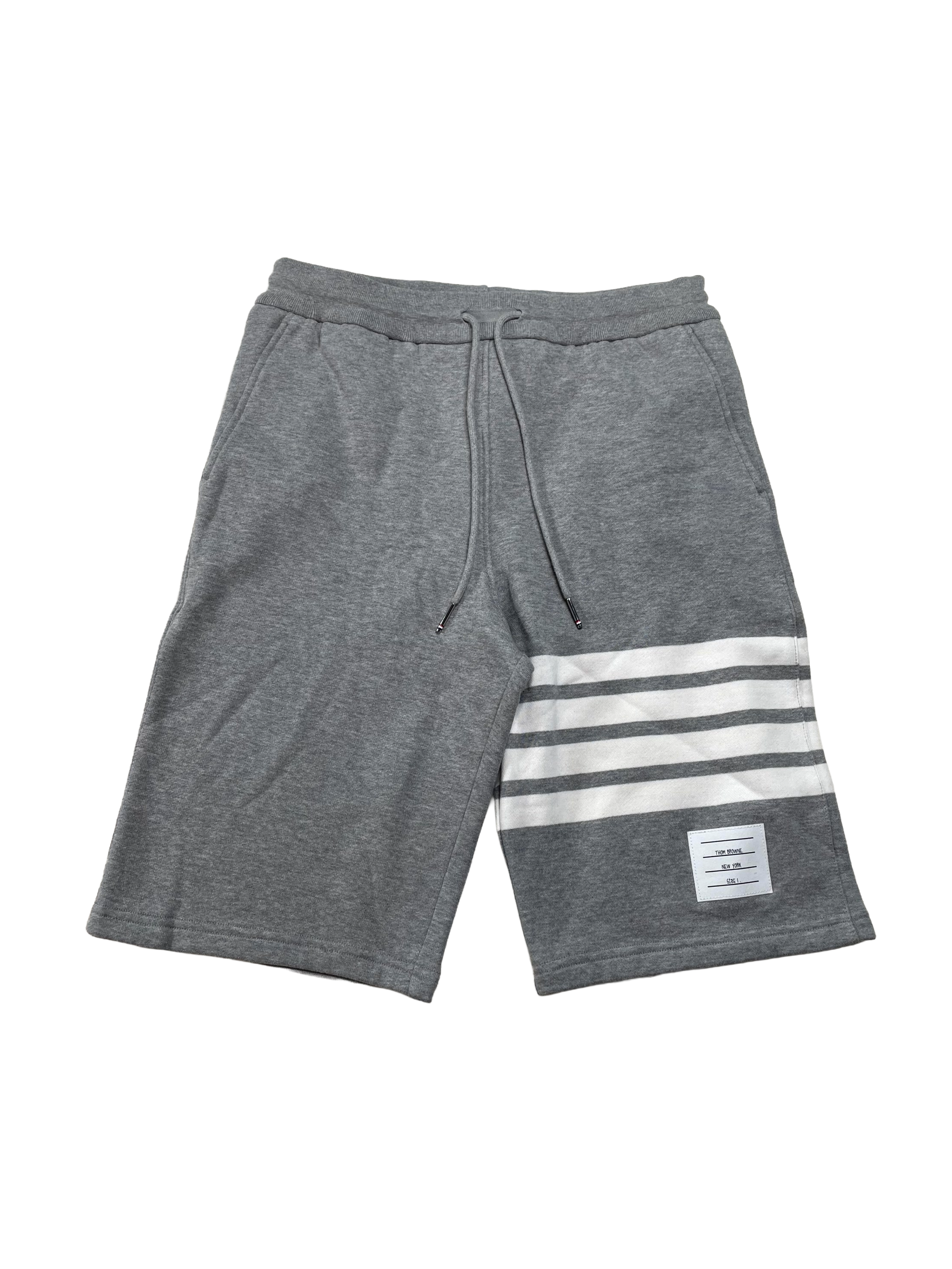 Thom Browne Stripe Sweat Grey & White Shorts