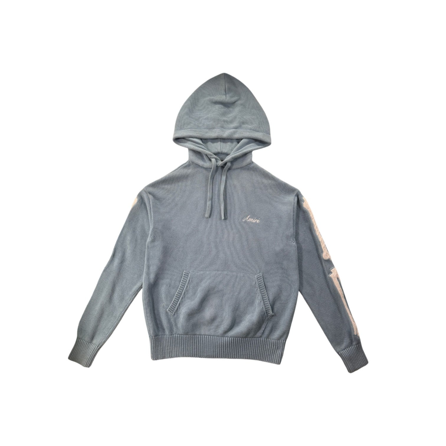 Amiri Knit Bones Blue & White Hoodie