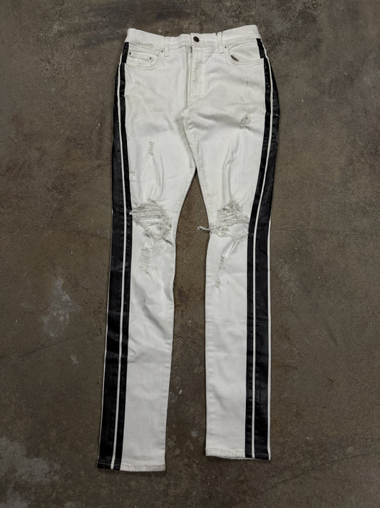 Amiri Jeans White Black Stripe Used 31