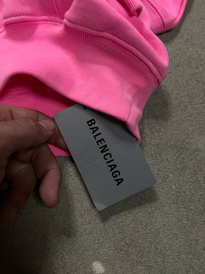 Balenciaga Campaign Logo Hoodie Pink Medium New