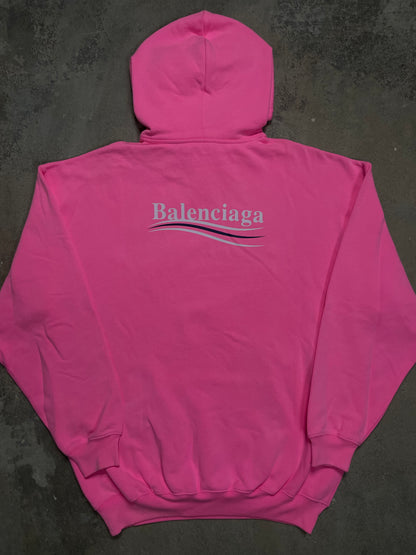 Balenciaga Campaign Logo Hoodie Pink Medium New