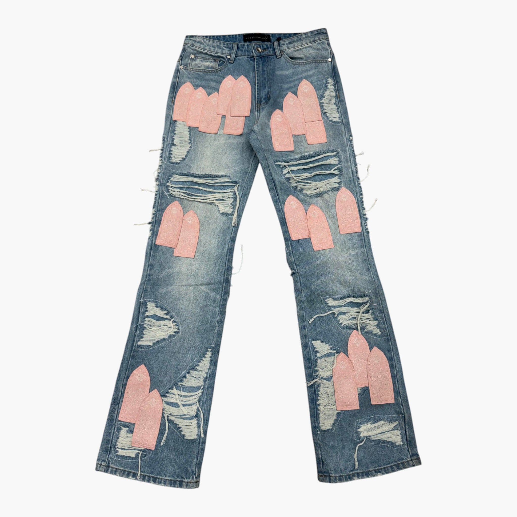 Who Decides War Easter Pink Stained Glass Light Wash Jeans