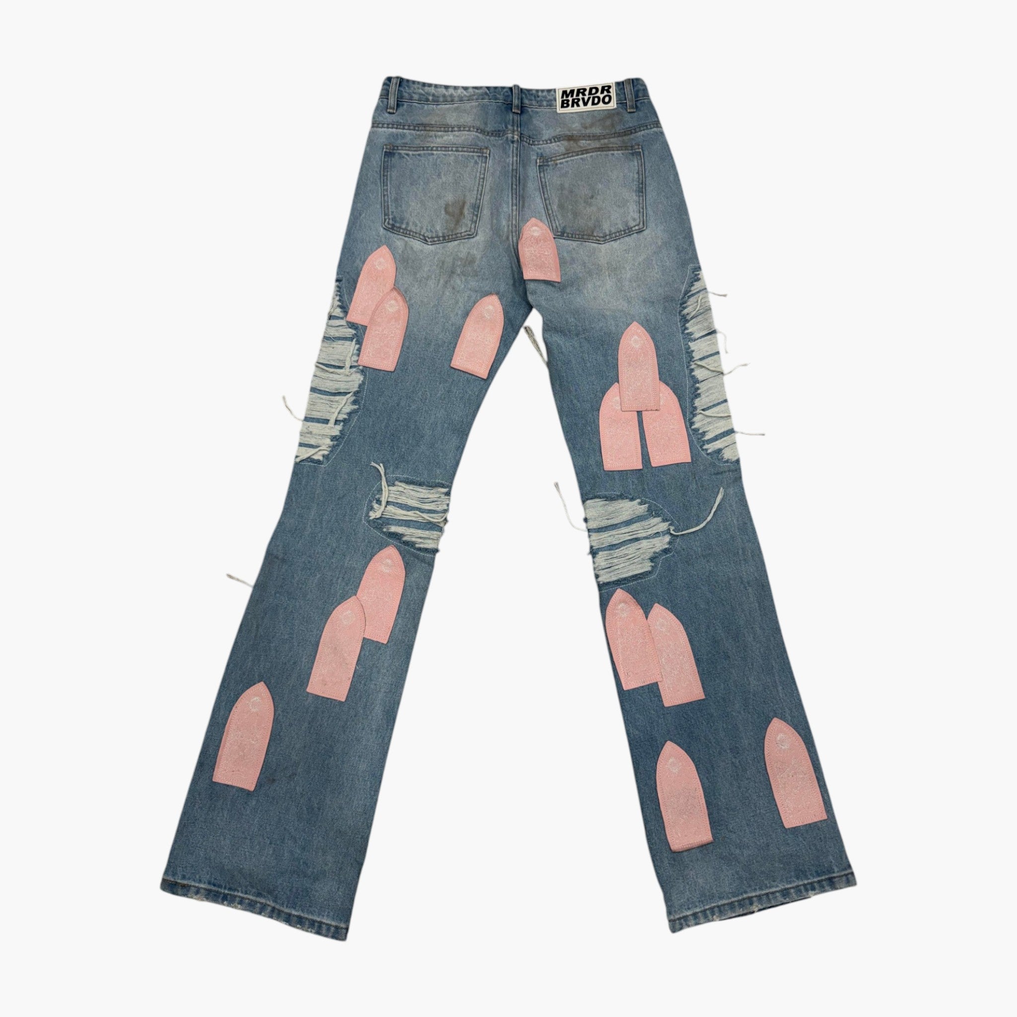 Who Decides War Easter Pink Stained Glass Light Wash Jeans