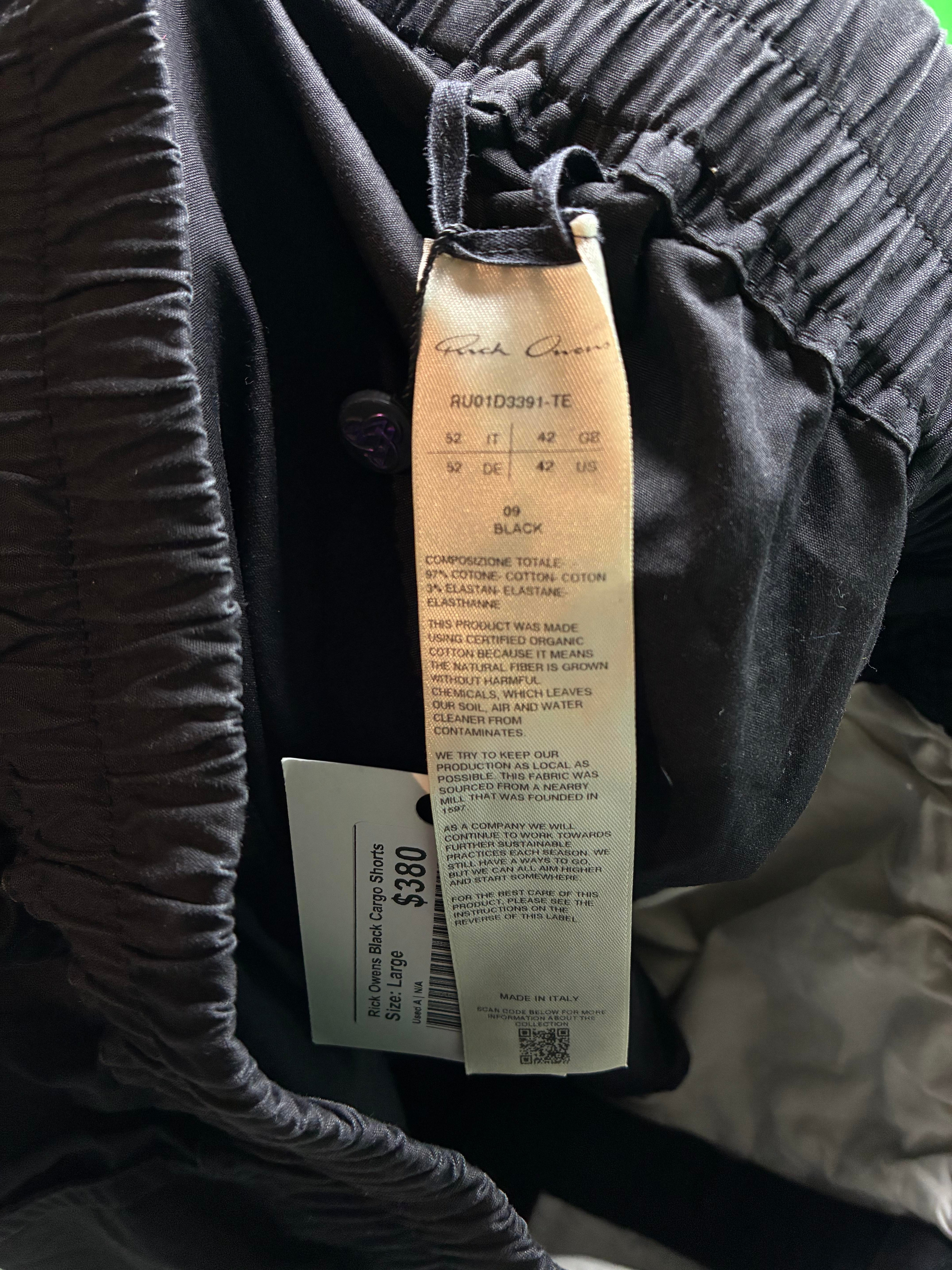 Rick Owens Black Cargo Shorts