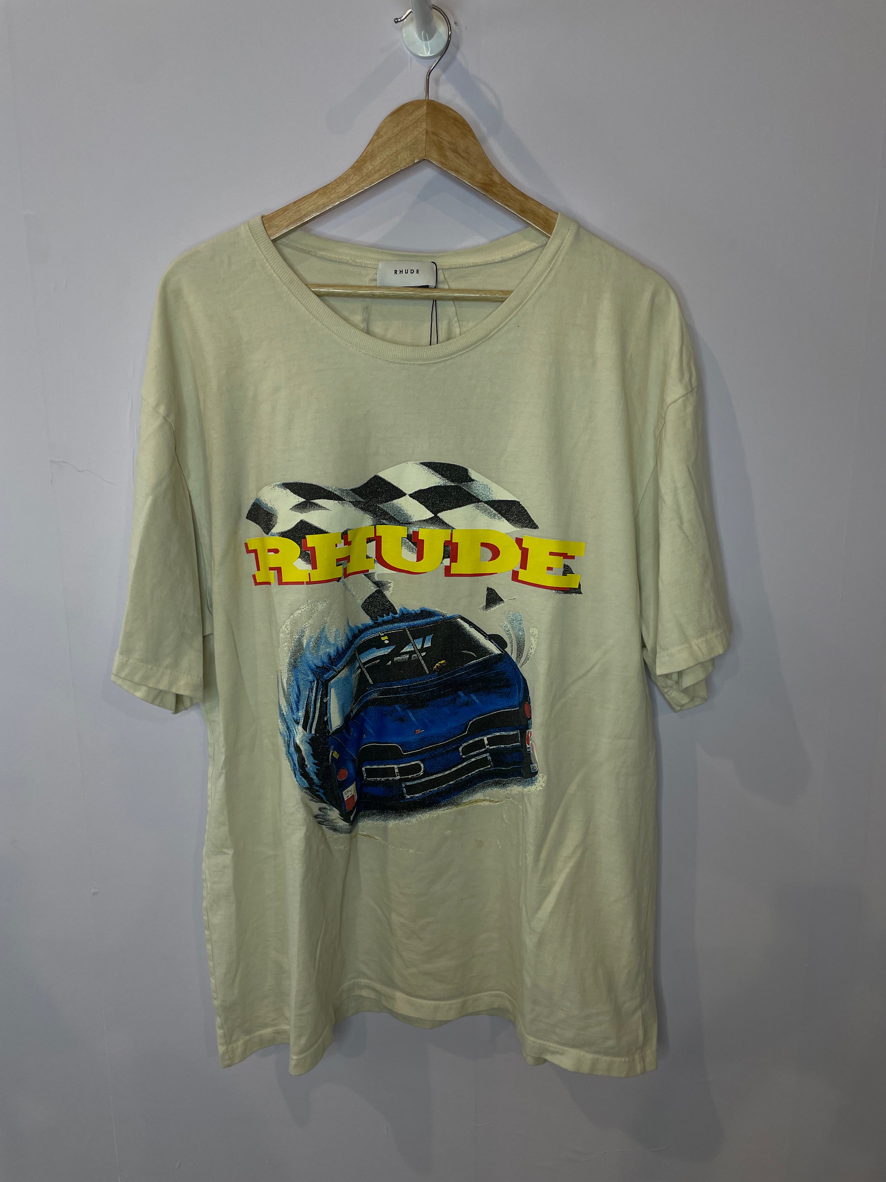 Rhude Race Car Tee Cream Used XL