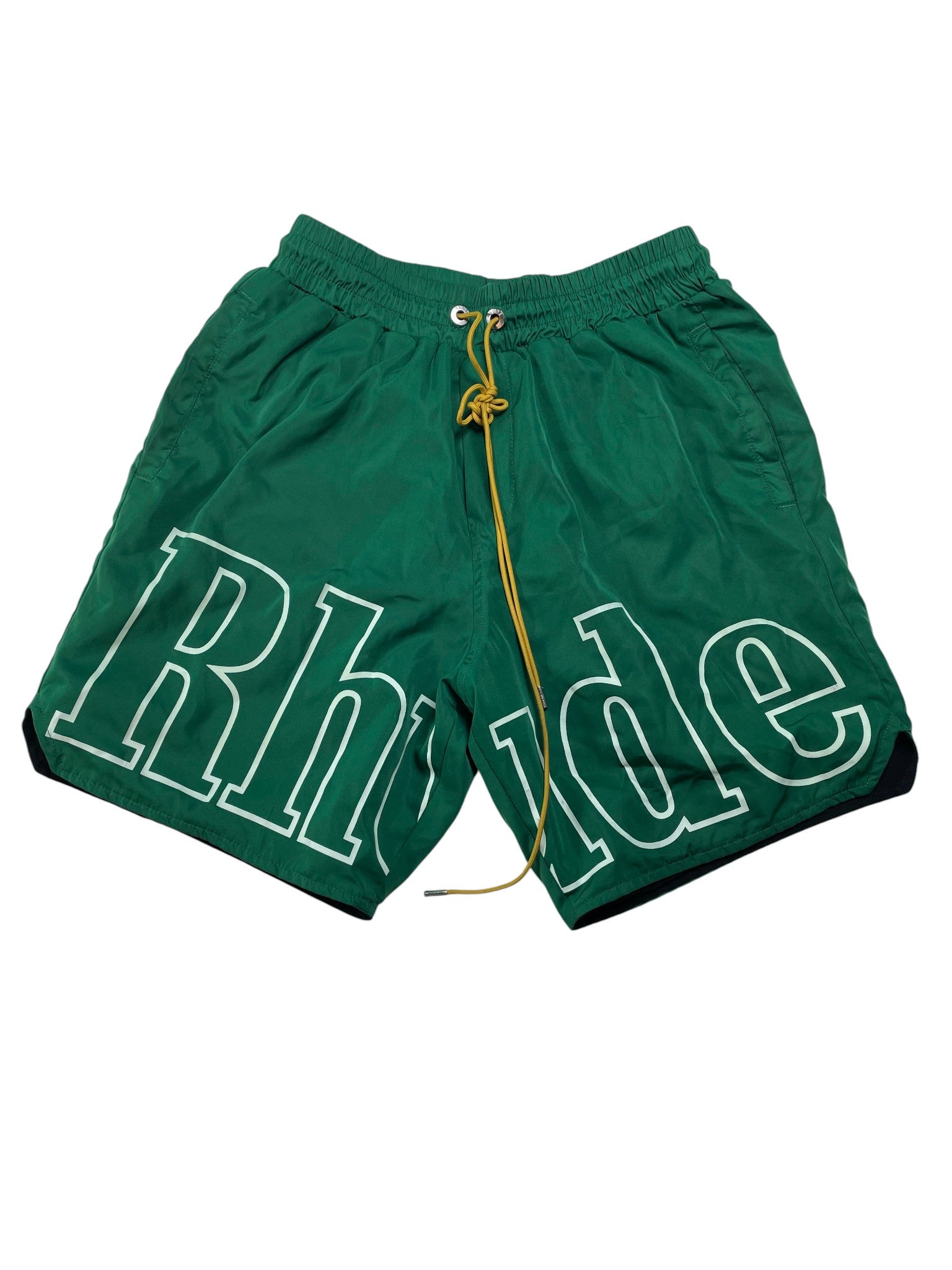 Rhude Green Core Logo Swim Trunks