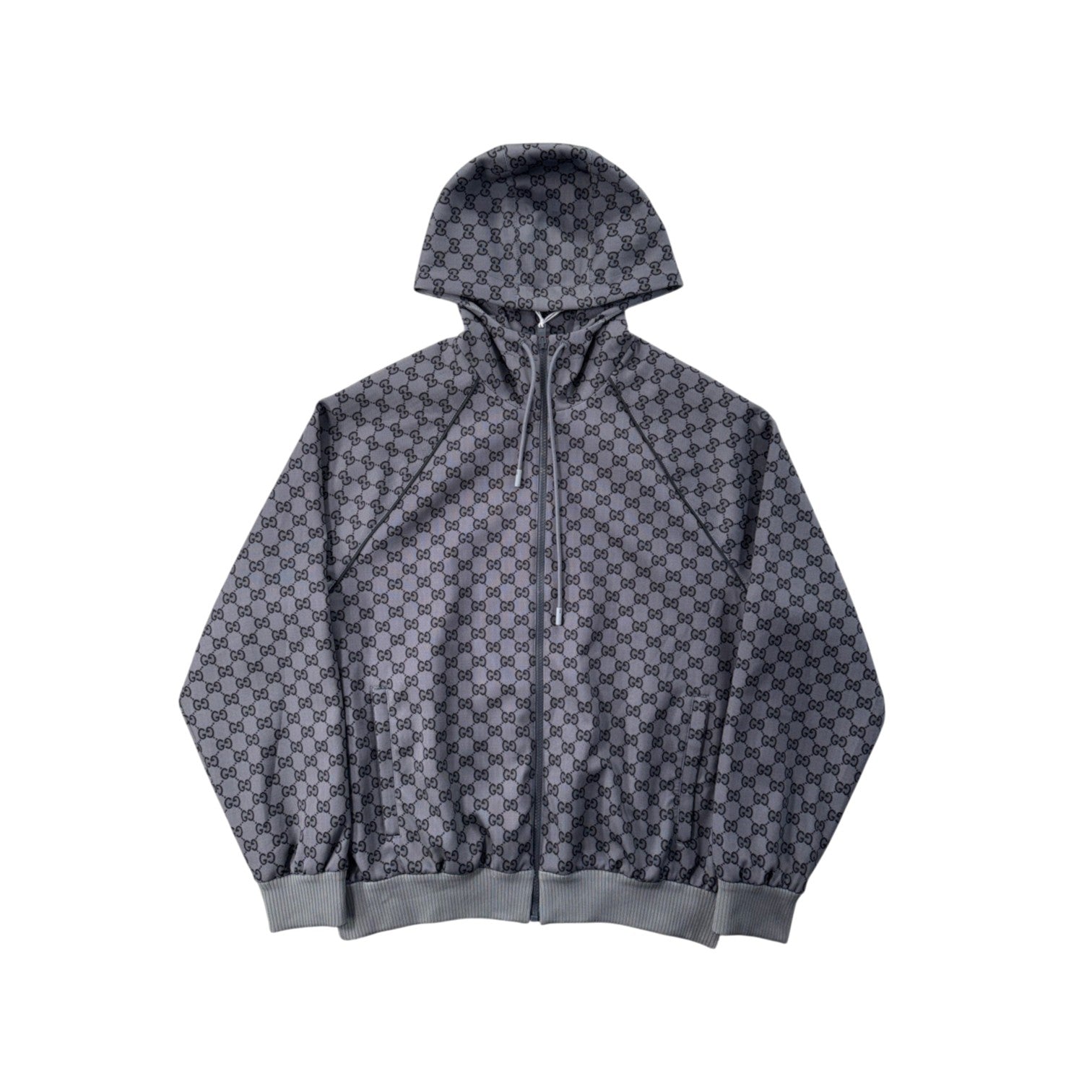 Gucci Zip Up Grey Monogram Light Neoprene Hoodie