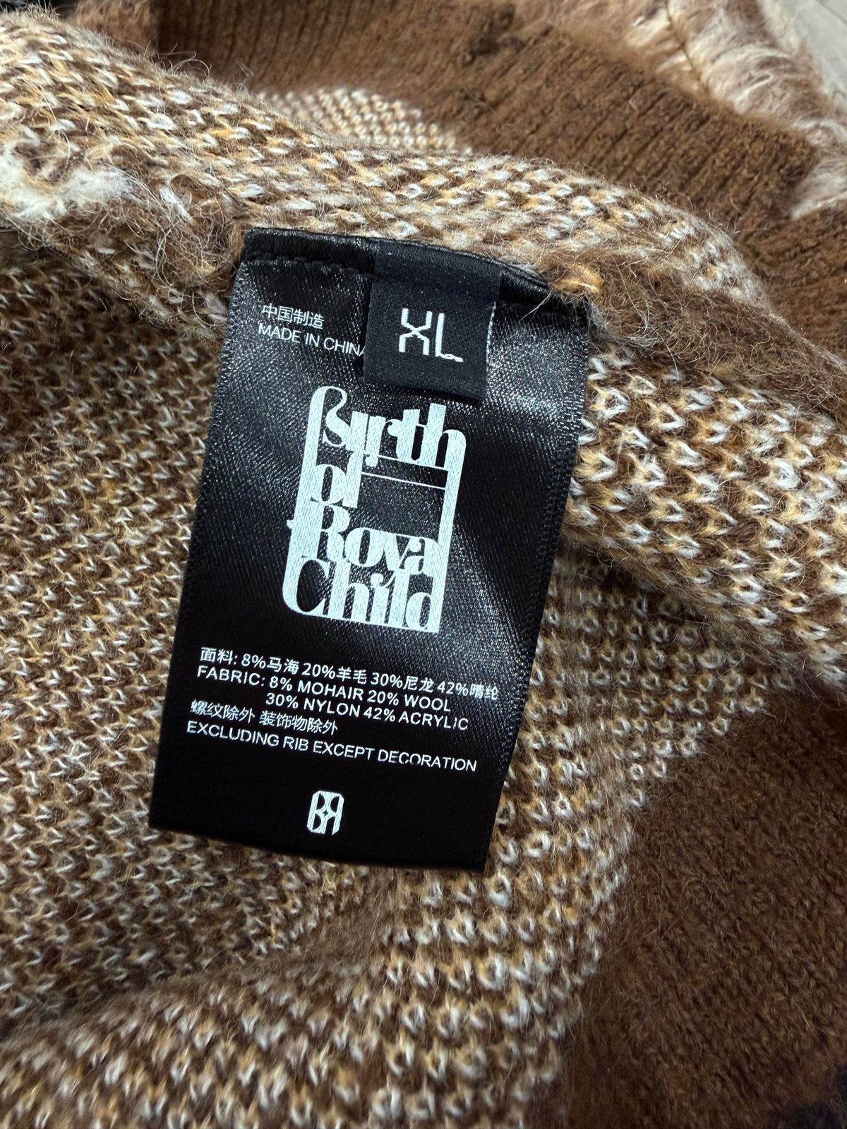 Birth Of A Royal Child Mohair Rhinestone Brown Striped Sweater