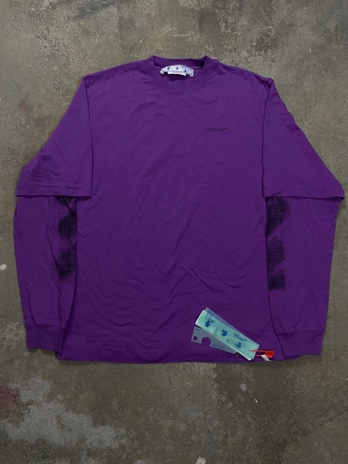 Off White Purple Jumbo Arrow Double LS Tee XL